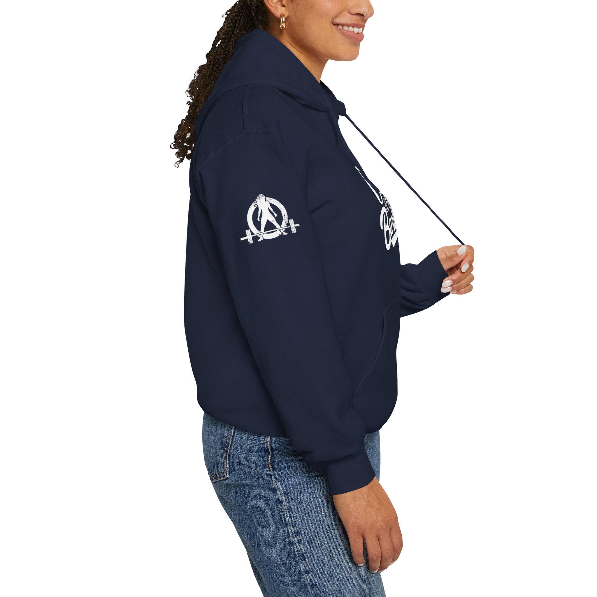 Coffee & Barbells - Unisex Heavy Blend Hooded Sweatshirt - White Logo on Front & Right Sleeve