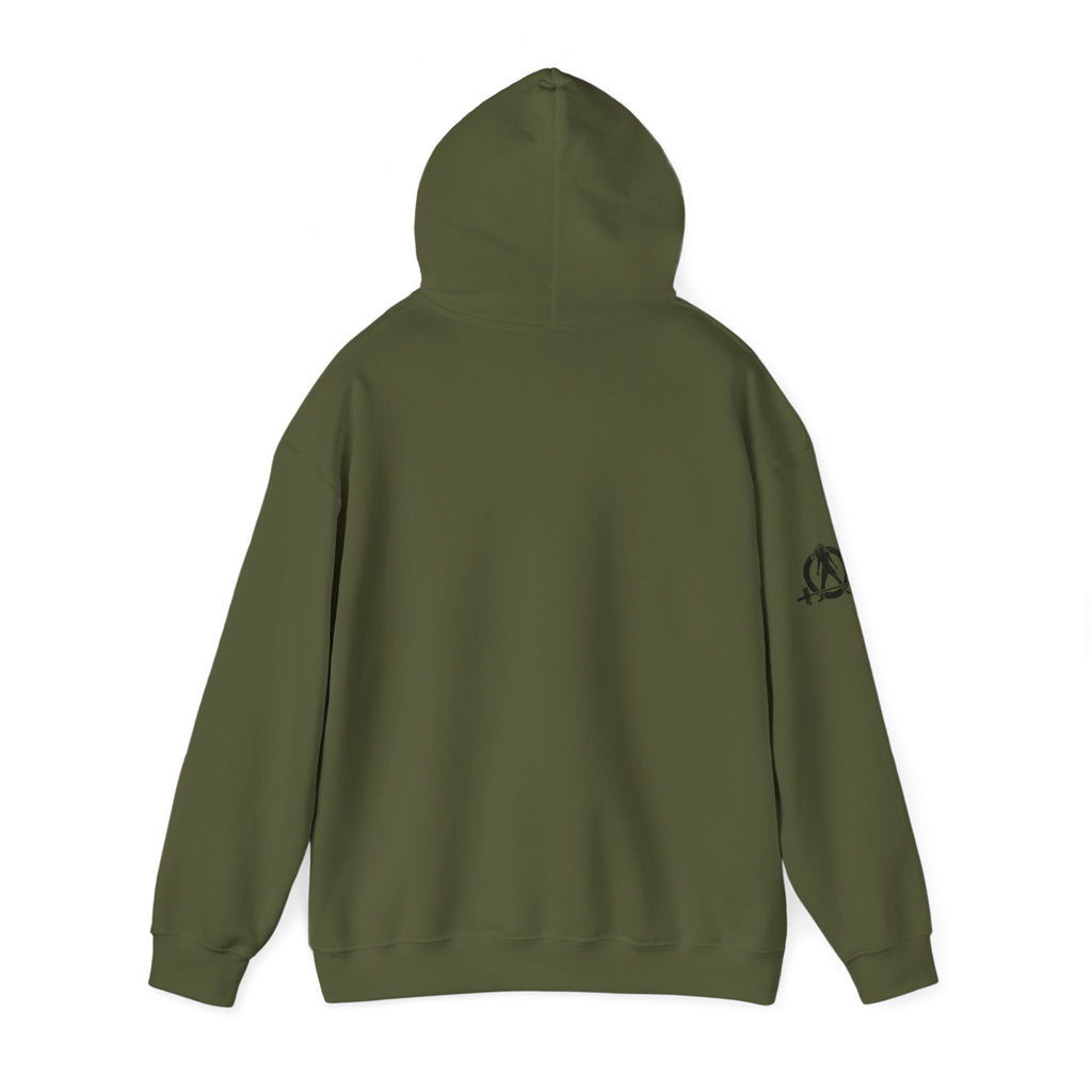 45 + 45 = 135 - Unisex Heavy Blend Hooded Sweatshirt  - Front Black & Shoulder Logo