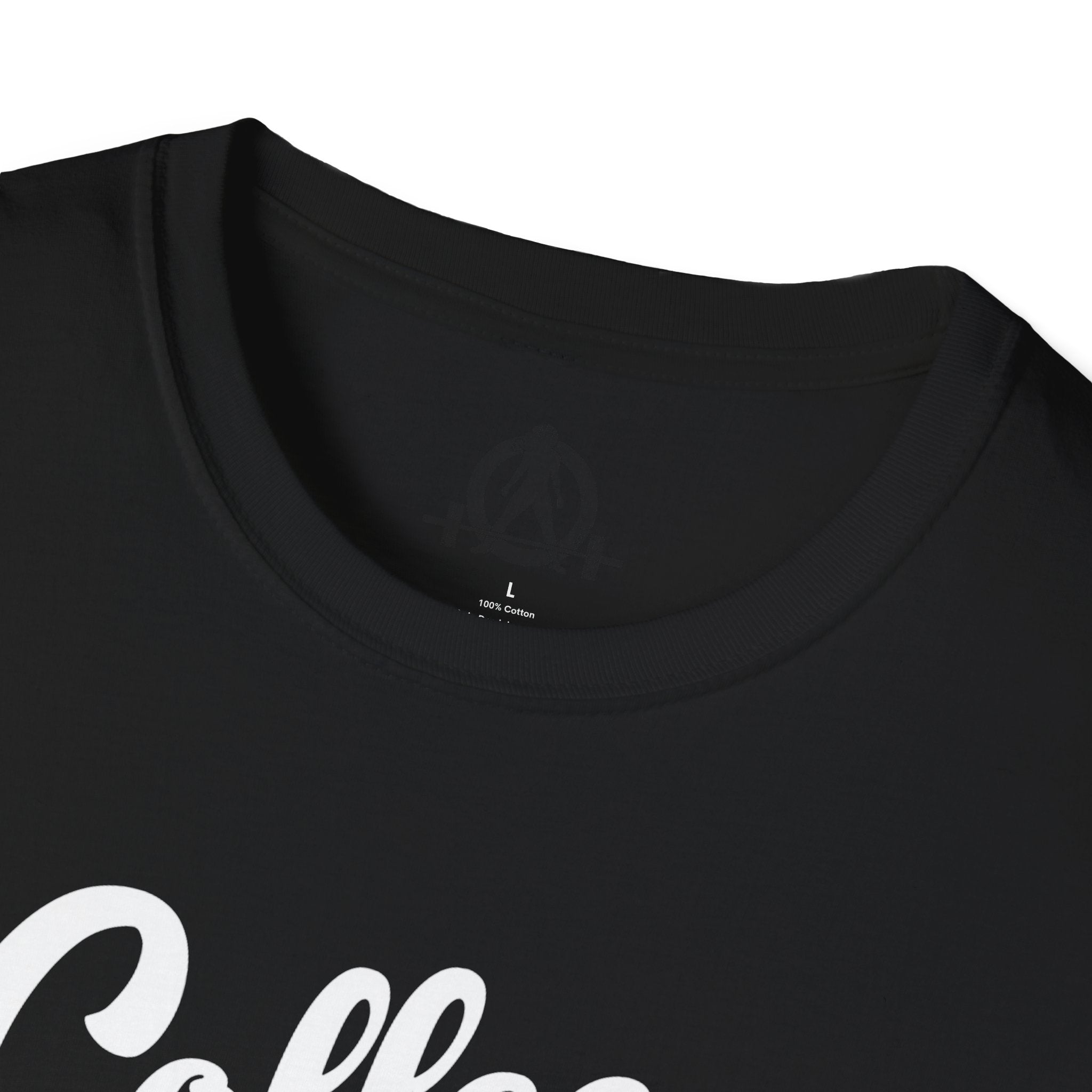 Coffee & Barbells - Unisex Softstyle T-Shirt - White Print on Front Plain Back