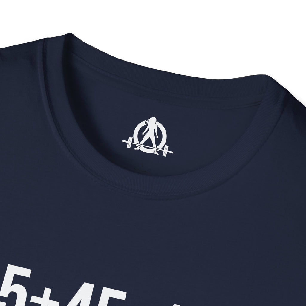 45 + 45 = 135  - Unisex Softstyle T-Shirt - Print on Front Plain Back