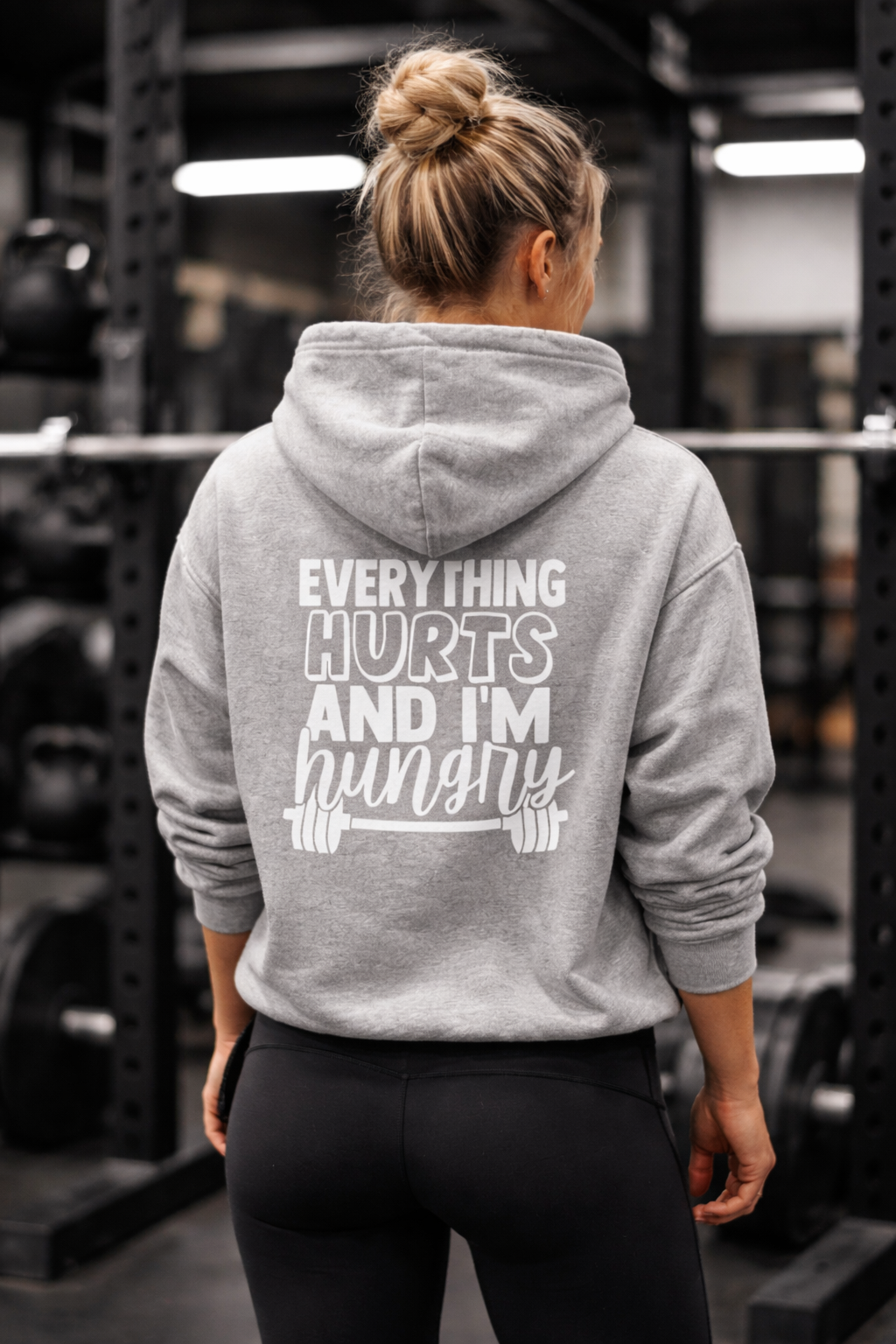 Everything Hurts & I'm Hungry  - Unisex Heavy Blend Hooded Sweatshirt  - White Print Front & Back