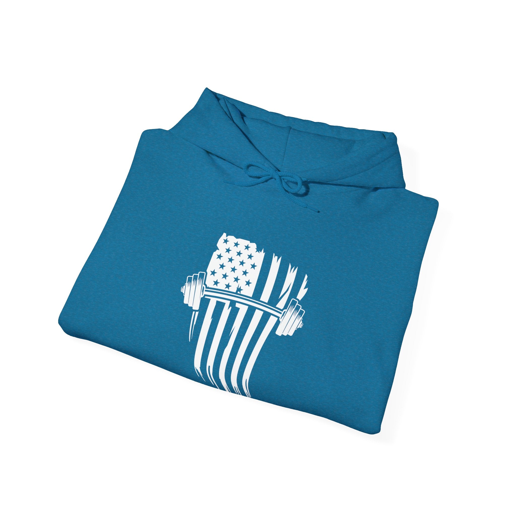 USA Barbell - Unisex Heavy Blend Hooded Sweatshirt  - Front White Logo