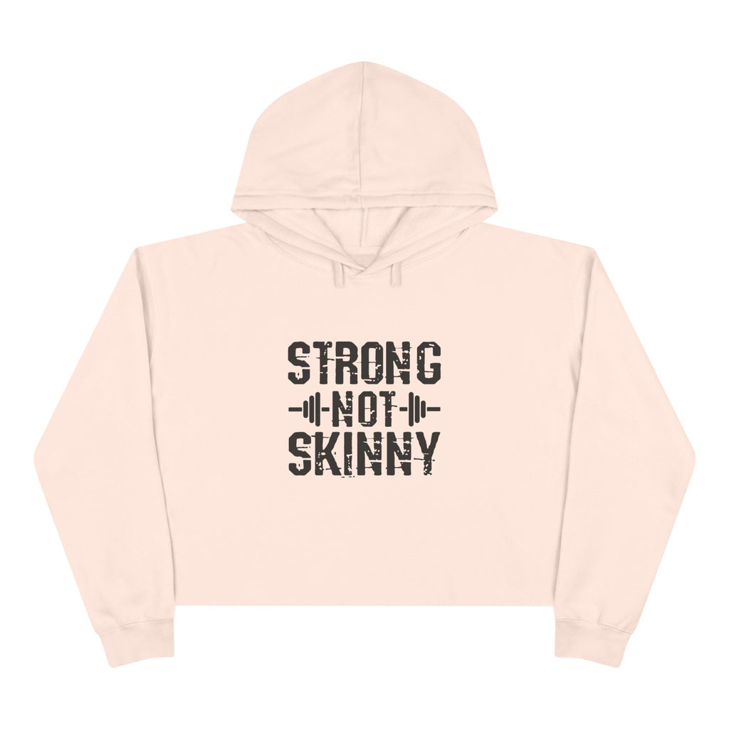 Strong Not Skinny - Empowered Crop Hoodie – For Strong Women Who Lift - Black Distressed Logo