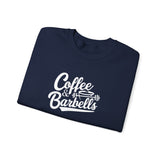 Coffee & Barbells - Unisex Heavy Blend™ Crewneck Sweatshirt - White Logo on Front