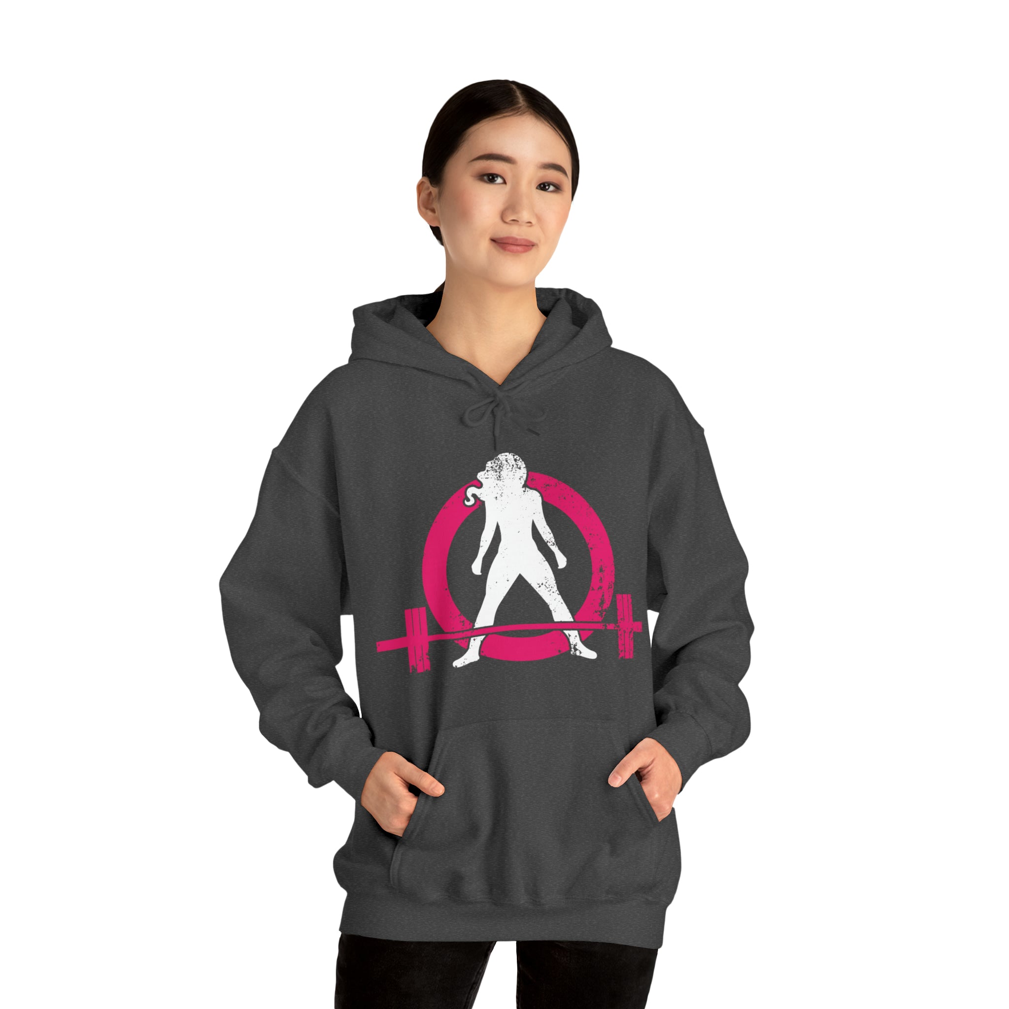 Classic Hoodie (Best Seller) - Unisex Heavy Blend Hooded Sweatshirt - Color Distressed Logo - Plain Back