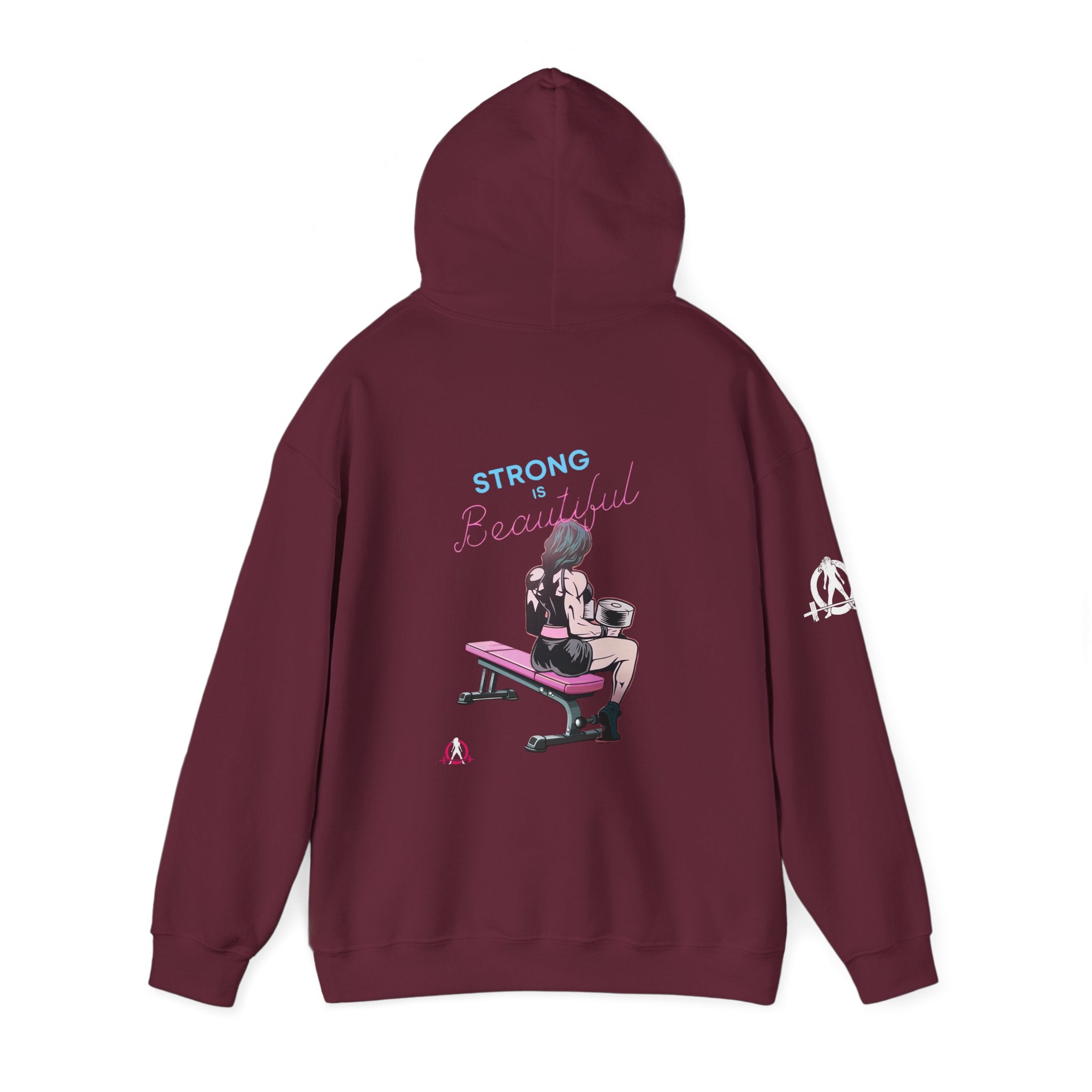 Strong Her Cartoon - Unisex Heavy Blend Hooded Sweatshirt - Logo on Back & Right Sleeve