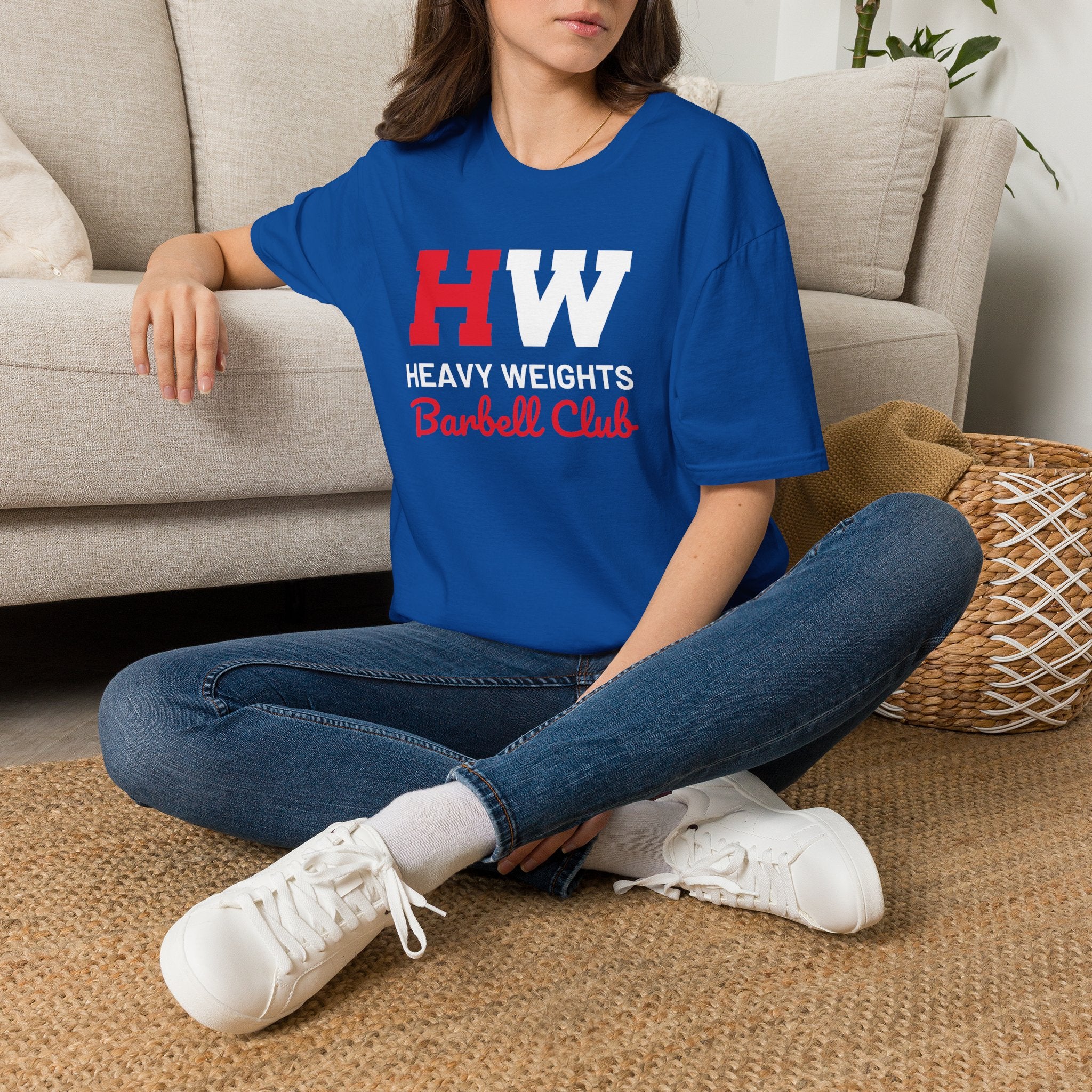 Heavy Weights Barbell Club  - Unisex Softstyle T-Shirt - Black Logo - Plain Back
