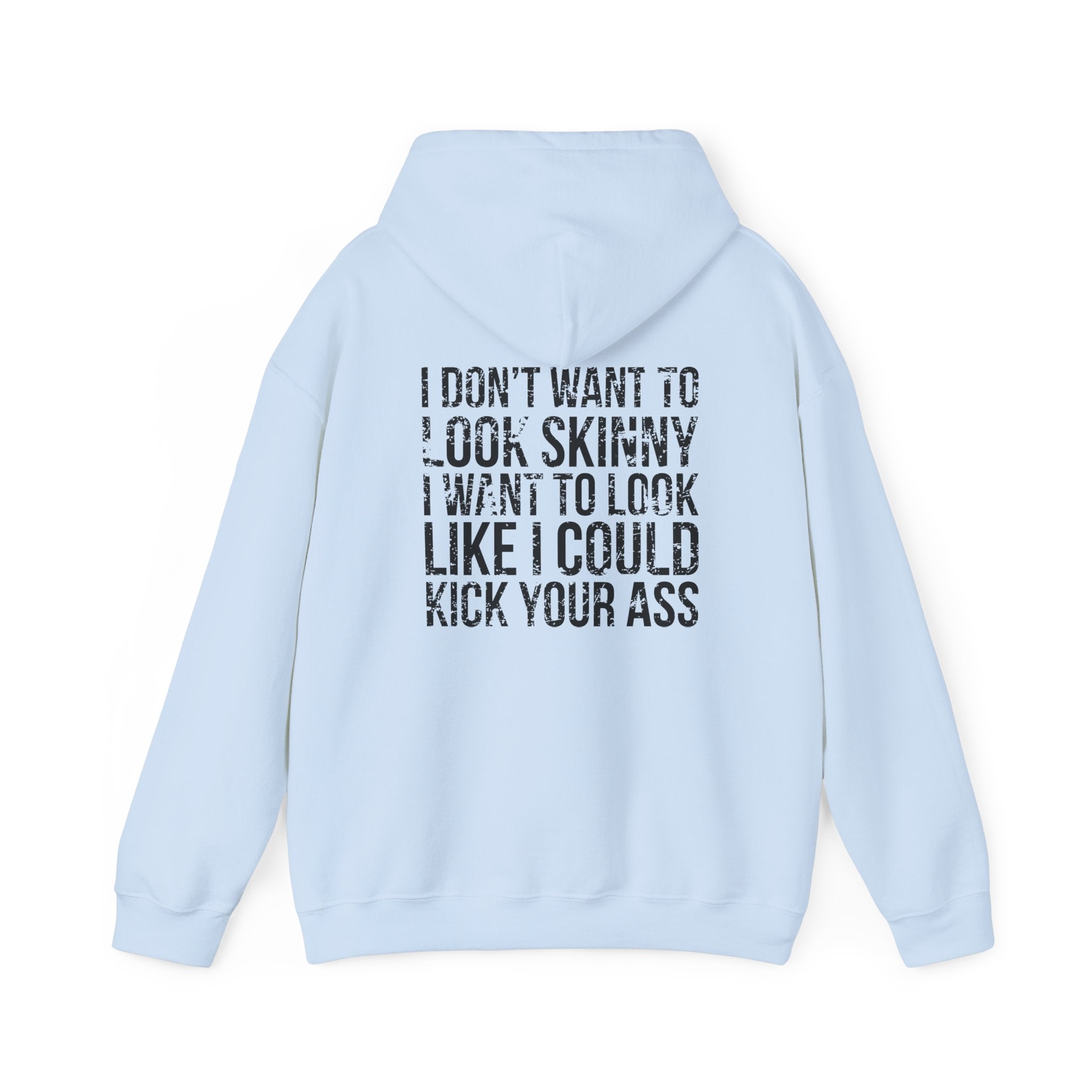 Kick Your Ass - Unisex Heavy Blend Hooded Sweatshirt  - Distressed White Logo Front & Back
