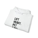 Lift Heavy Pet Cats - Unisex Heavy Blend Hooded Sweatshirt - Black Logo