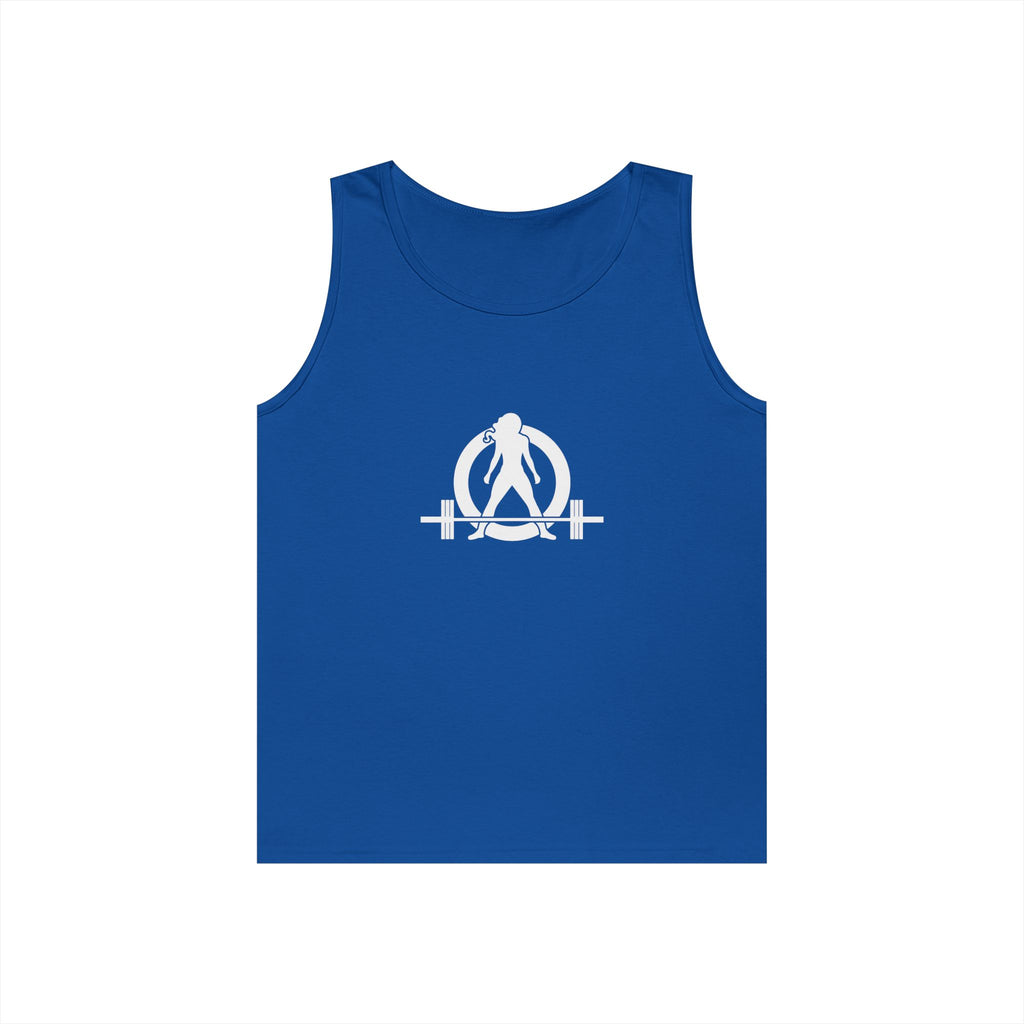 I DON’T WANT TO LOOK SKINNY I WANT TO LOOK LIKE I CAN KICK YOUR ASS – WWLW White Logo Unisex Heavy Cotton Tank Top