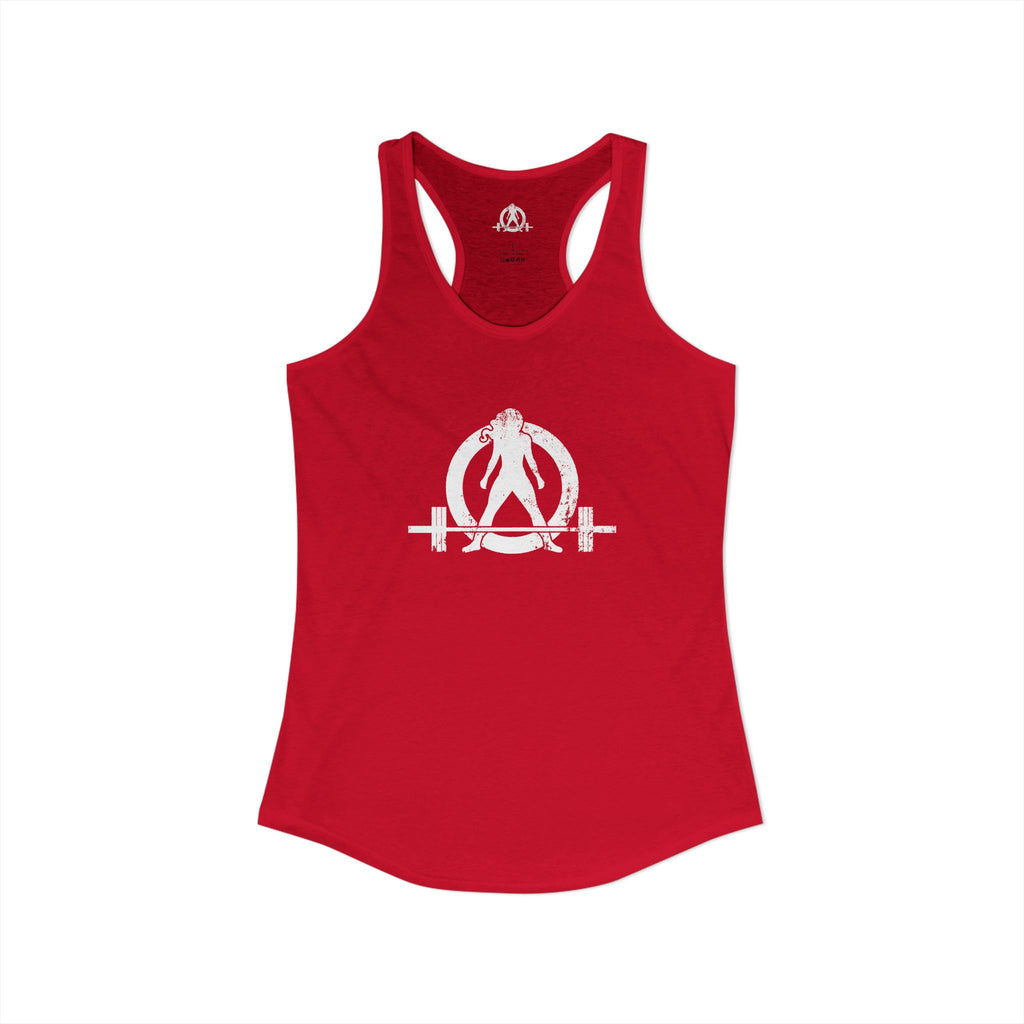 I Could Deadlift You - Women's Ideal Racerback Tank - White Logo - Front & Back Print