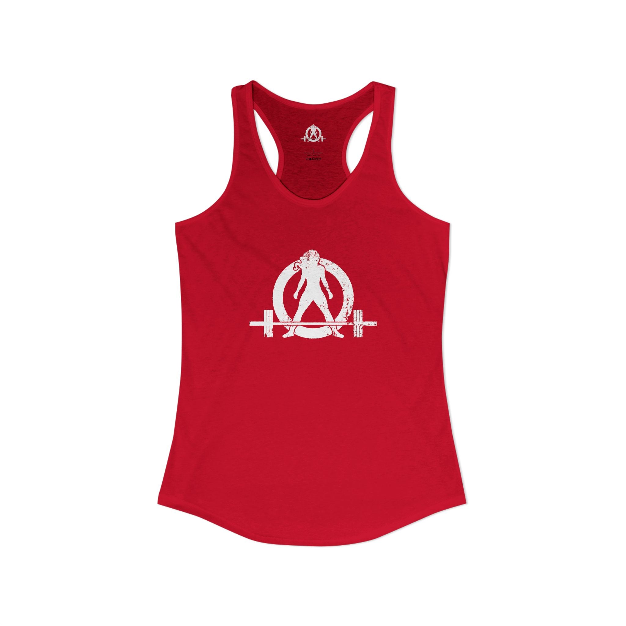 I Could Deadlift You - Women's Ideal Racerback Tank - White Logo - Front & Back Print