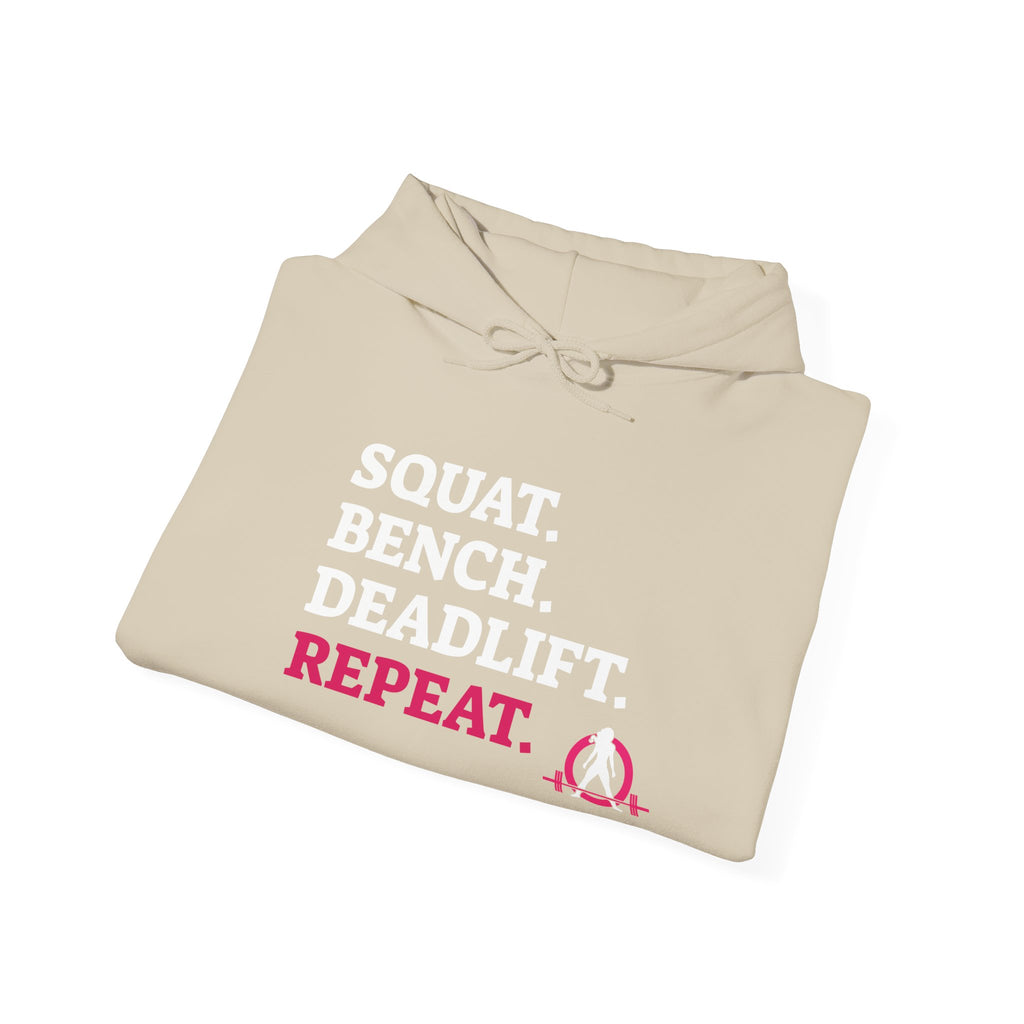 WWLW “Squat • Bench • Deadlift • Repeat” Hoodie - White Logo