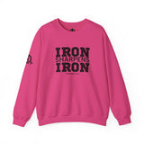 Iron Sharpens Iron - Unisex Heavy Blend™ Crewneck Sweatshirt - Front Black Logo - Plain Back