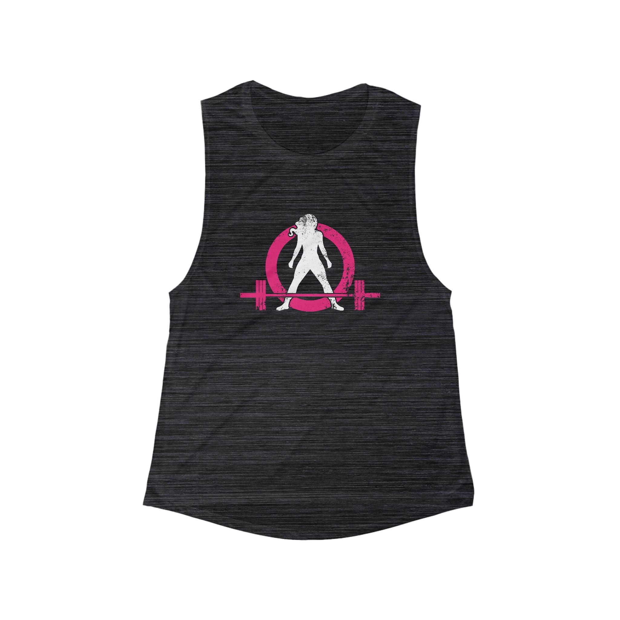 Flowy Scoop Muscle Top - Black Distressed Logo