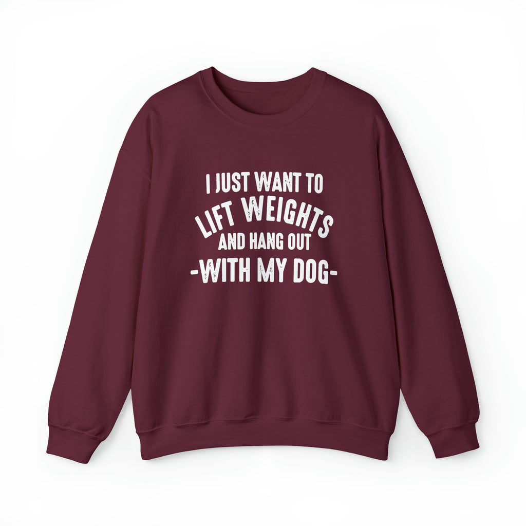 Lift Weights & Hang Out With My Dog - Unisex Heavy Blend™ Crewneck Sweatshirt - Light Logo