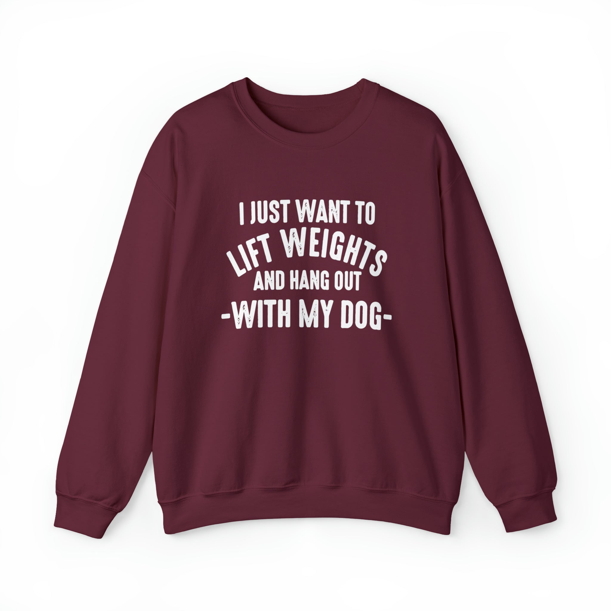 Lift Weights & Hang Out With My Dog - Unisex Heavy Blend™ Crewneck Sweatshirt - Light Logo