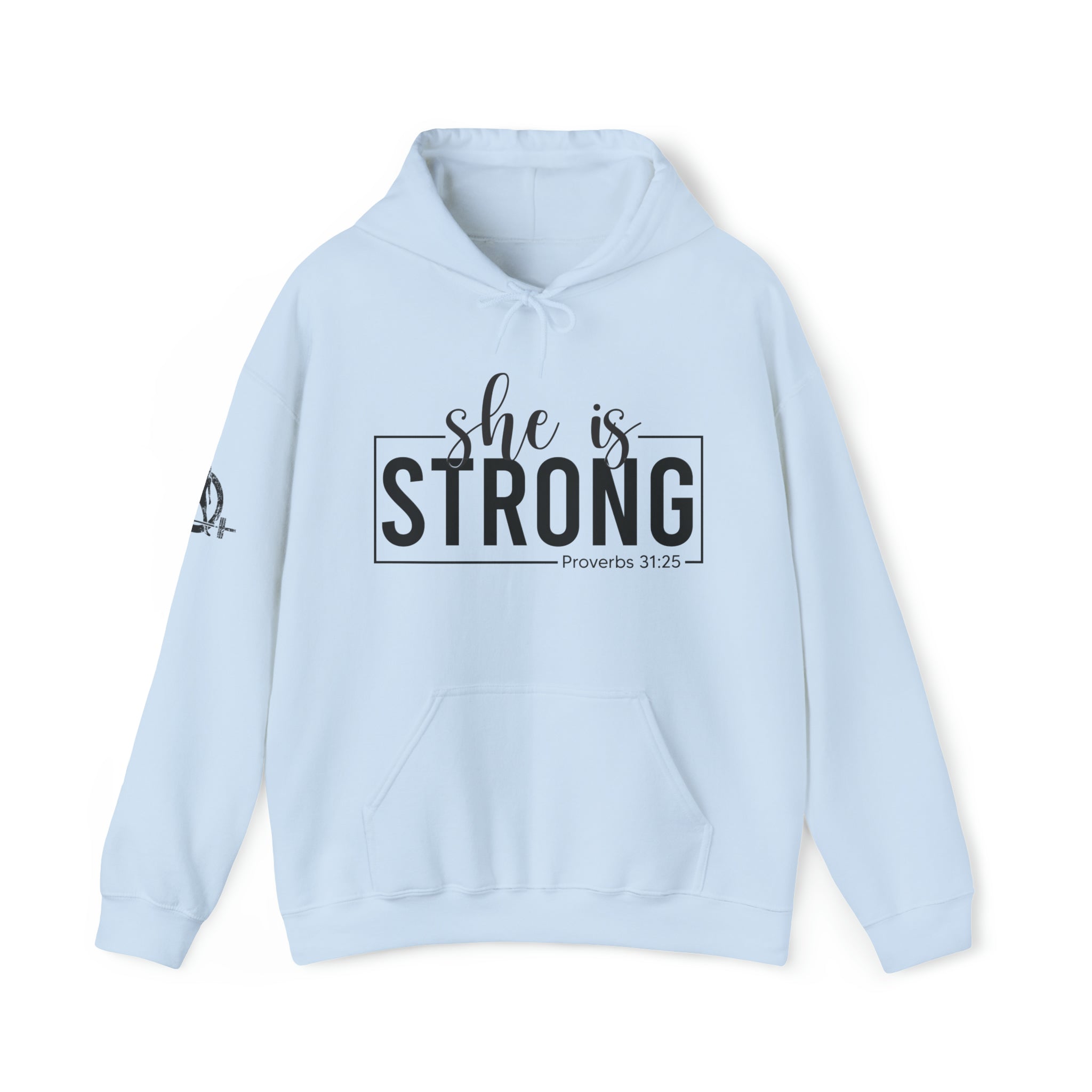 She is Strong - Unisex Heavy Blend Hooded Sweatshirt - Dark Logo - Plain Back