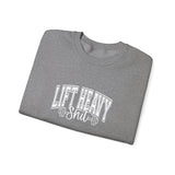 Lift Heavy Shit - Unisex Heavy Blend™ Crewneck Sweatshirt - White Logo on Front