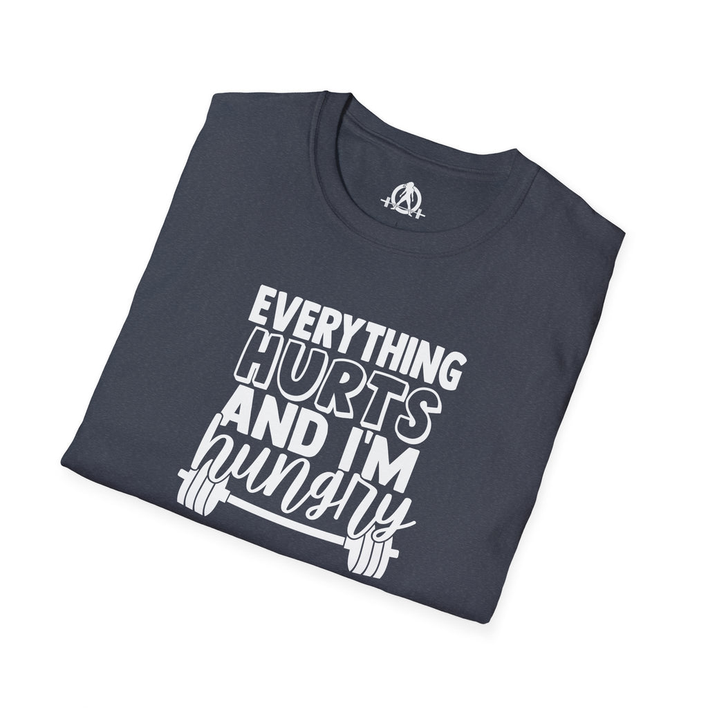 Everything Hurts & I'm Hungry  - Unisex Softstyle T-Shirt - Print on Front Plain Back