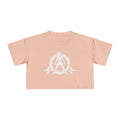 Distressed Collection - Women's Crop Tee - Pale Pink - Front White Logo