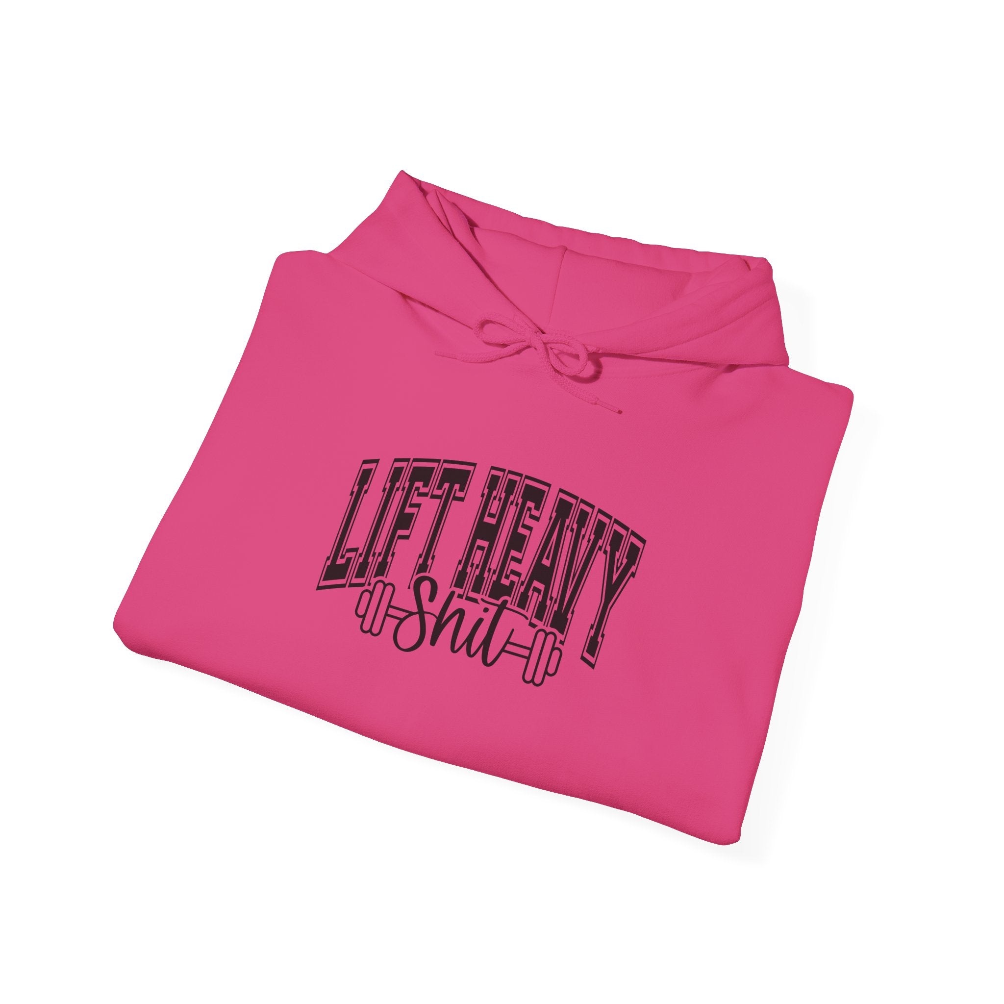 Lift Heavy Shit – Unisex Heavy Blend™ Hooded Sweatshirt (Black Logo Front & Sleeve) 🖤🏋️‍♂️🔥