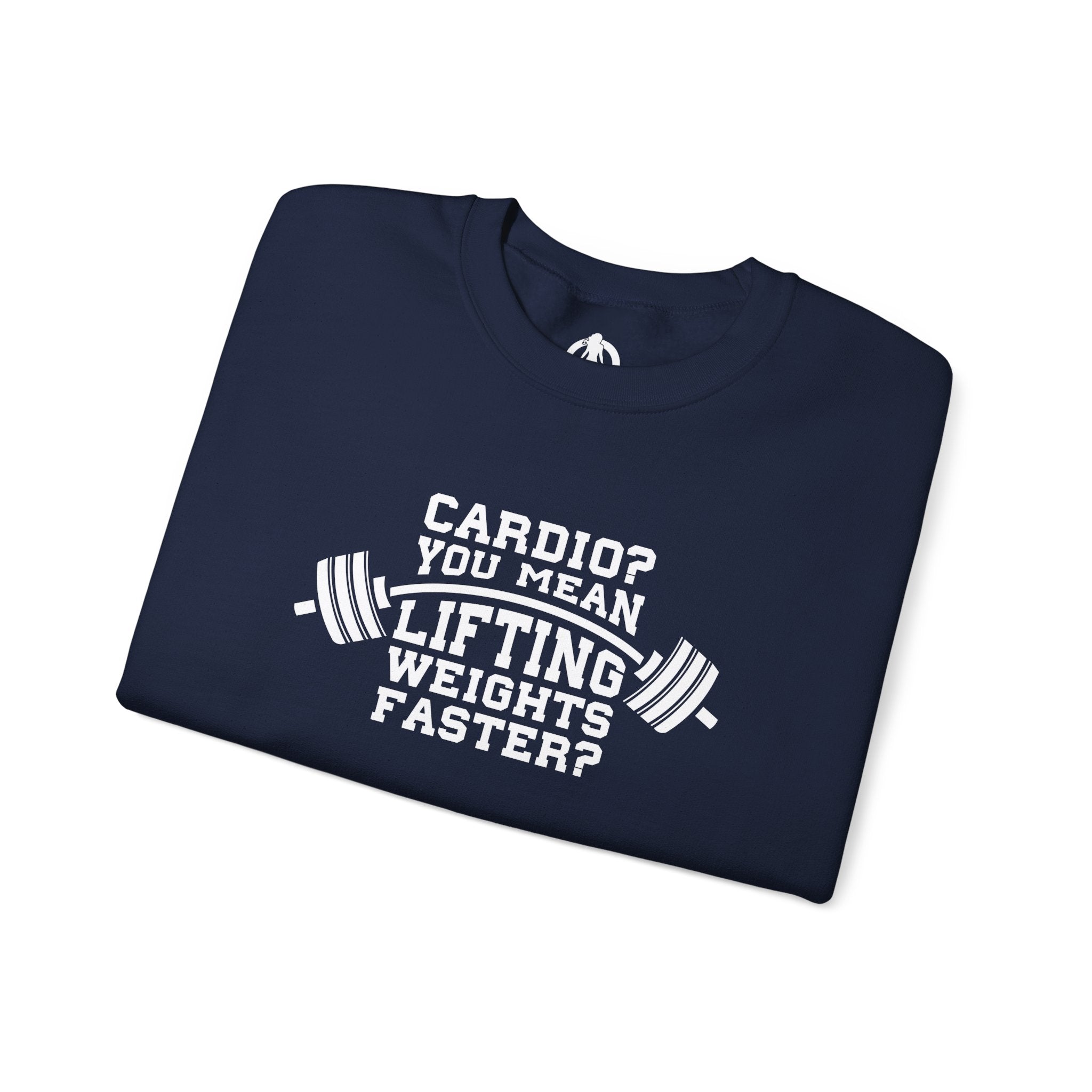 Cardio = Lift Weights Faster - Unisex Heavy Blend™ Crewneck Sweatshirt - Front  Logo