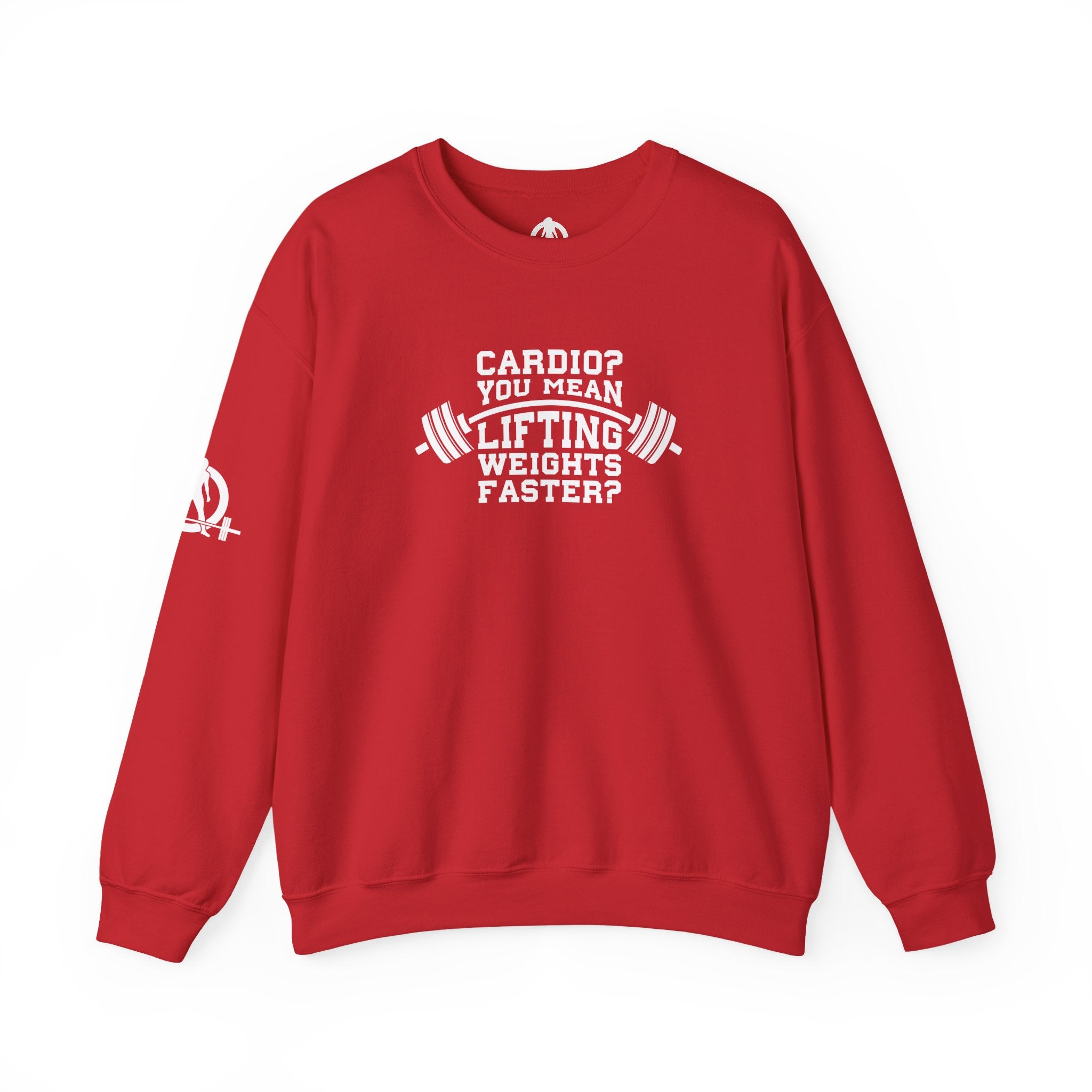 Cardio?  Lift Weights Faster - Unisex Heavy Blend™ Crewneck Sweatshirt - Front  Logo