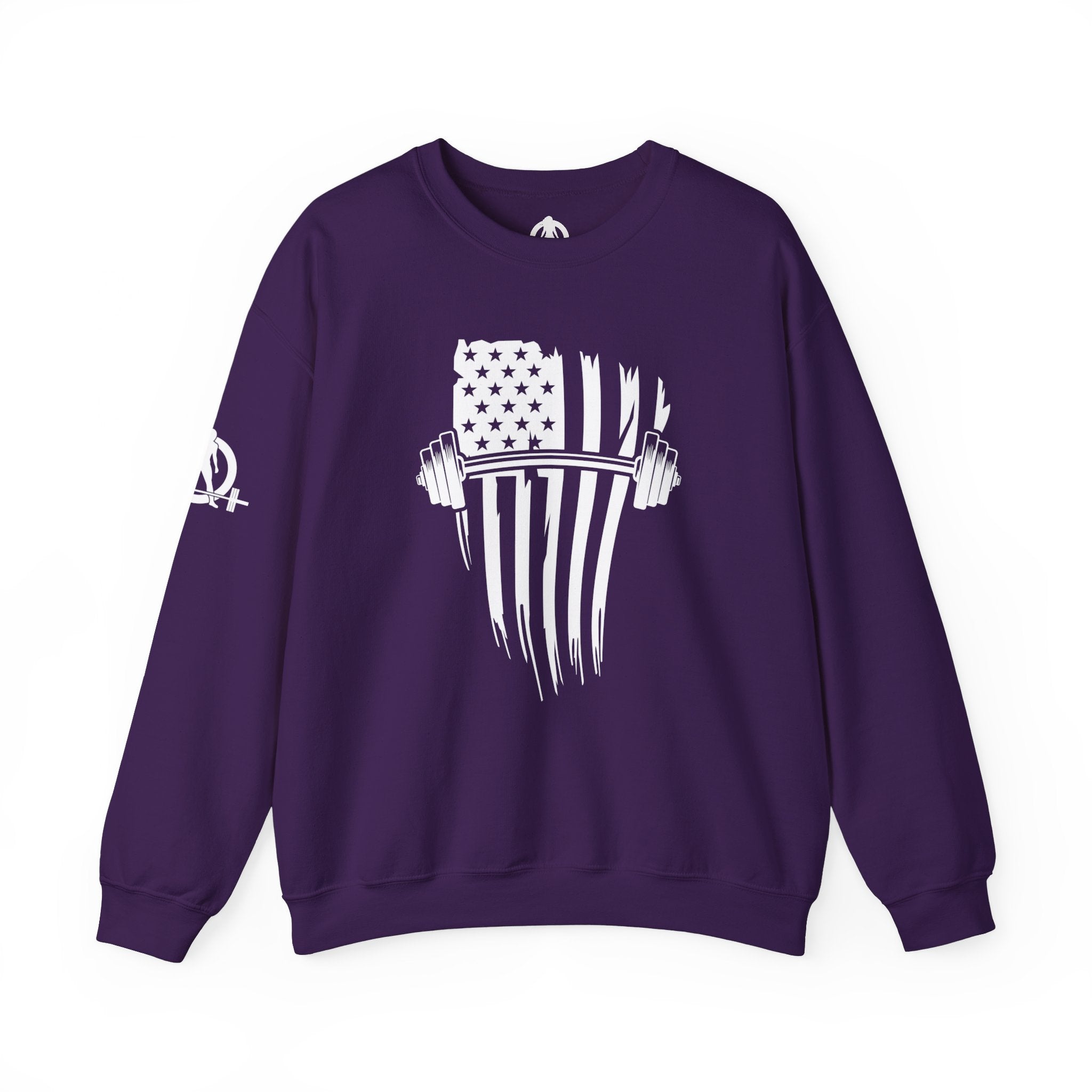 USA Barbell - Unisex Heavy Blend™ Crewneck Sweatshirt - White Logo