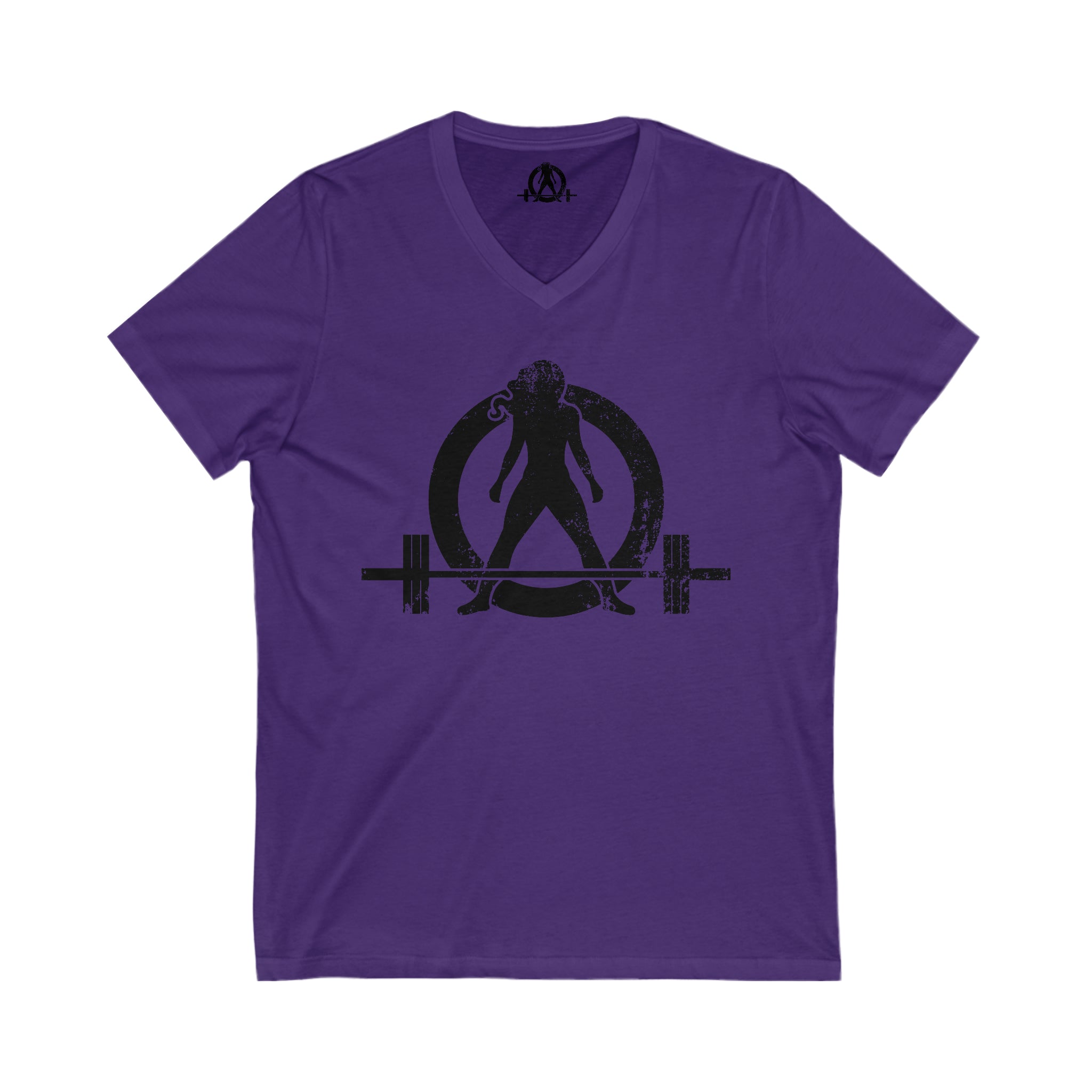 Strong Is Beautiful - Distressed Black Logo - Unisex Jersey Short Sleeve V-Neck Tee