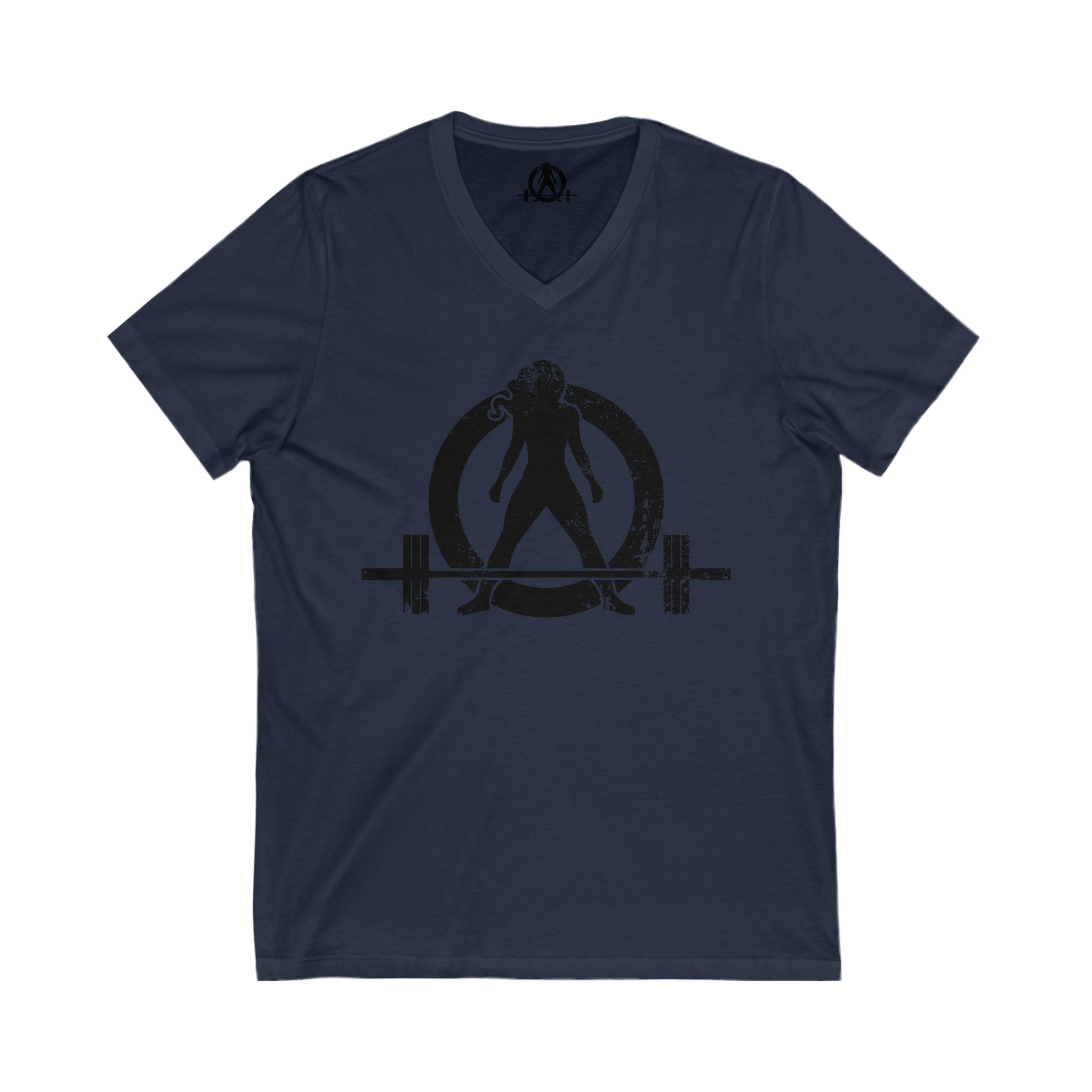 Strong Is Beautiful - Distressed Black Logo - Unisex Jersey Short Sleeve V-Neck Tee