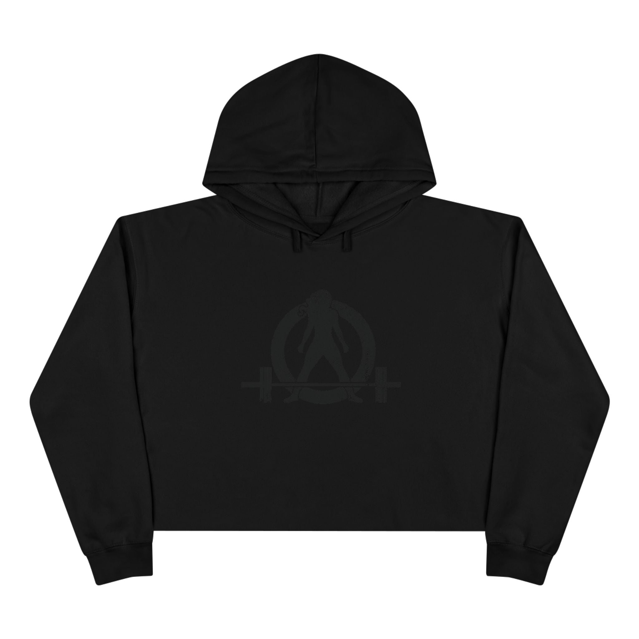 Empowered Crop Hoodie – For Strong Women Who Lift - Black Distressed Logo