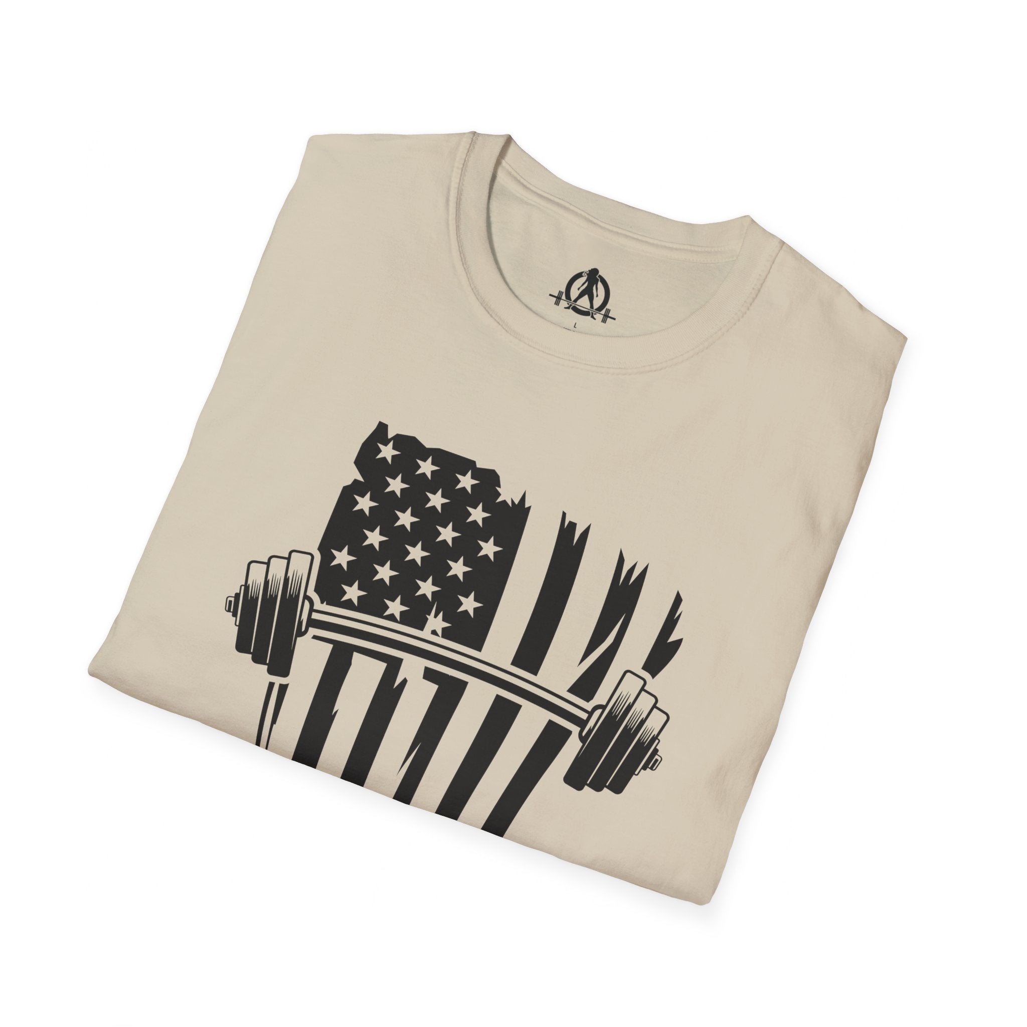 USA Barbell  - Unisex Softstyle T-Shirt - Black Logo - Plain Back