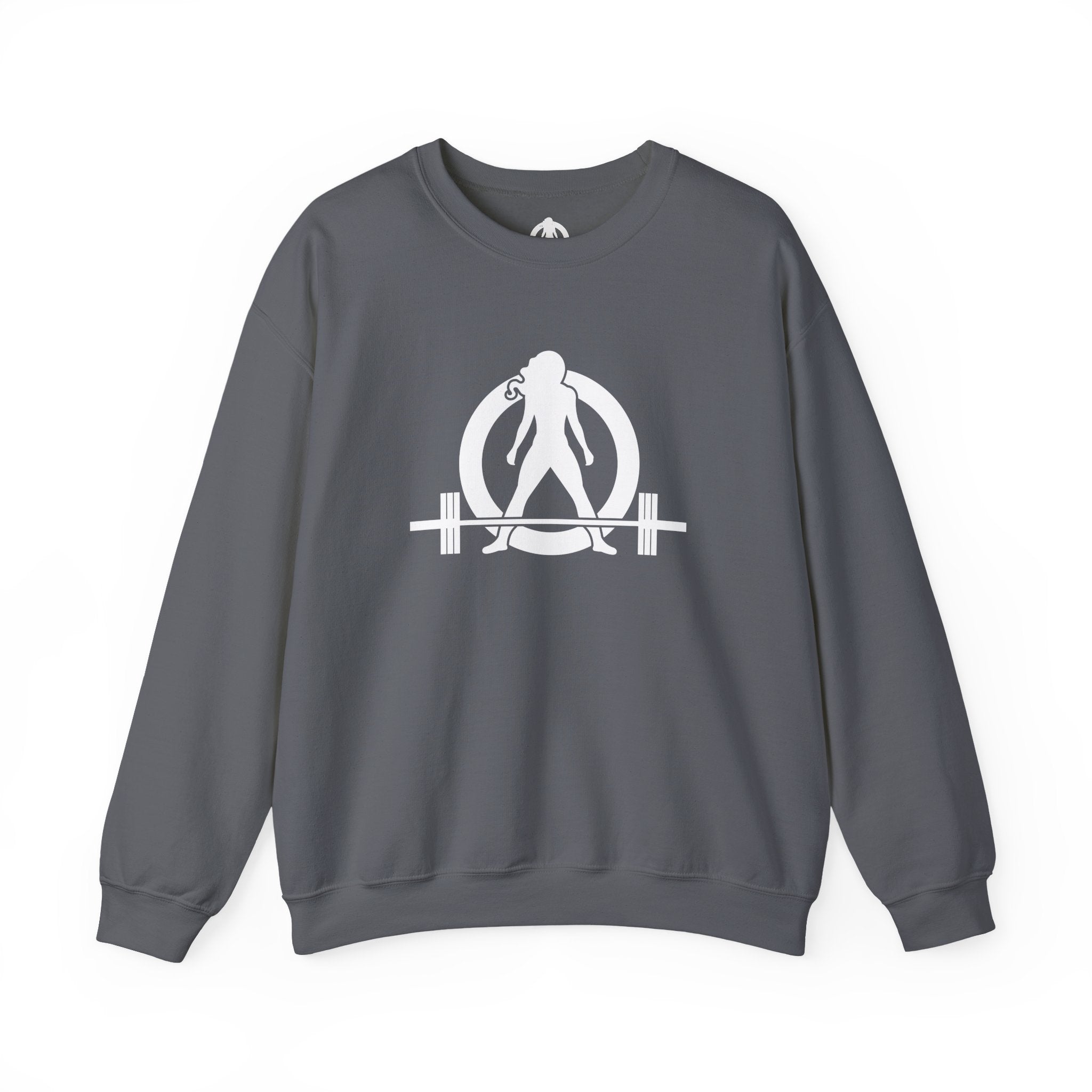 Lift Heavy Run Fast - Unisex Heavy Blend™ Crewneck Sweatshirt - White Logo Front & Back