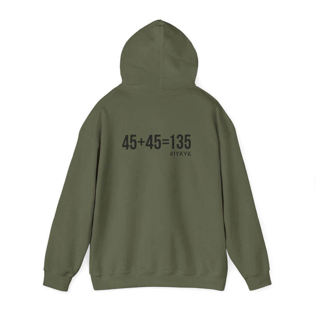 45 + 45 = 135 - Unisex Heavy Blend Hooded Sweatshirt  - Black Logo