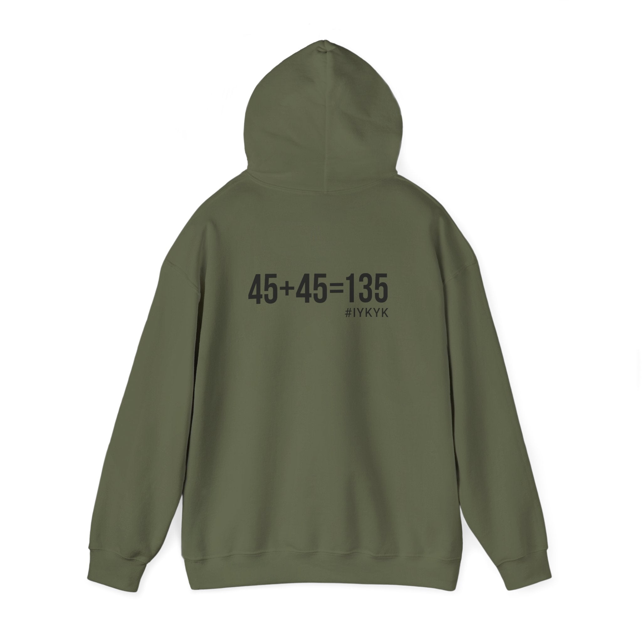45 + 45 = 135 - Unisex Heavy Blend Hooded Sweatshirt  - Black Logo