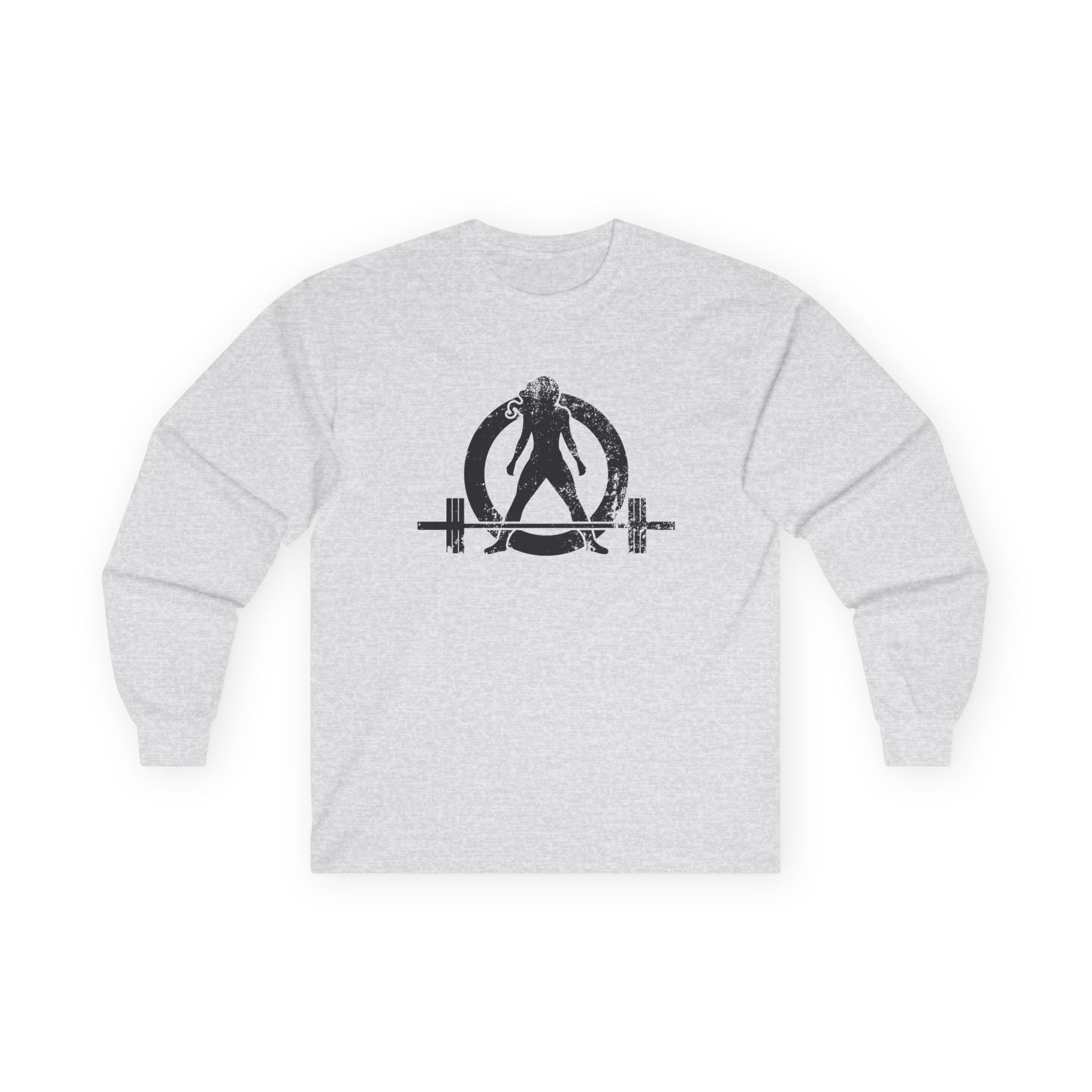 Lift Heavy Run Fast - Ultra Cotton Long Sleeve Tee - Black Logo Front & Back