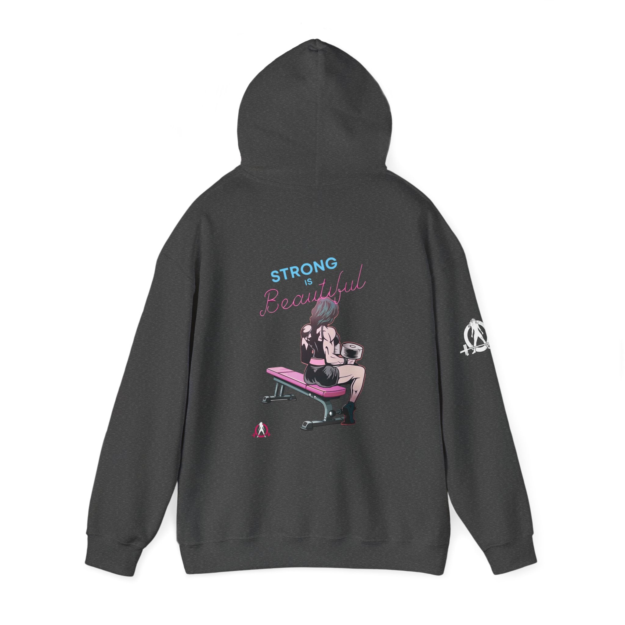 Strong Her Cartoon - Unisex Heavy Blend Hooded Sweatshirt - Logo on Back & Right Sleeve
