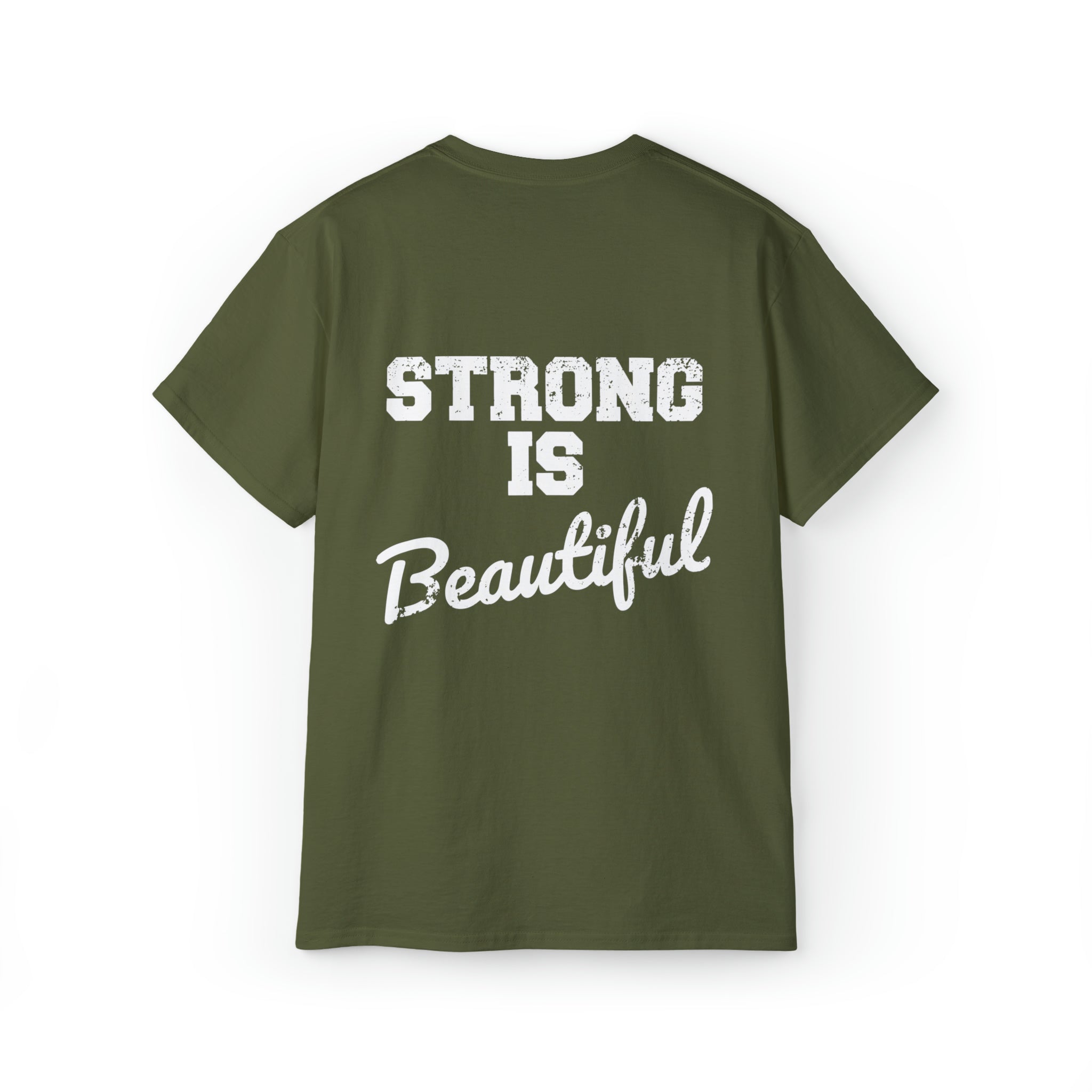 Strong Is Beautiful - Unisex Ultra Cotton Tee - Distressed White Logo - (BEST SELLER)