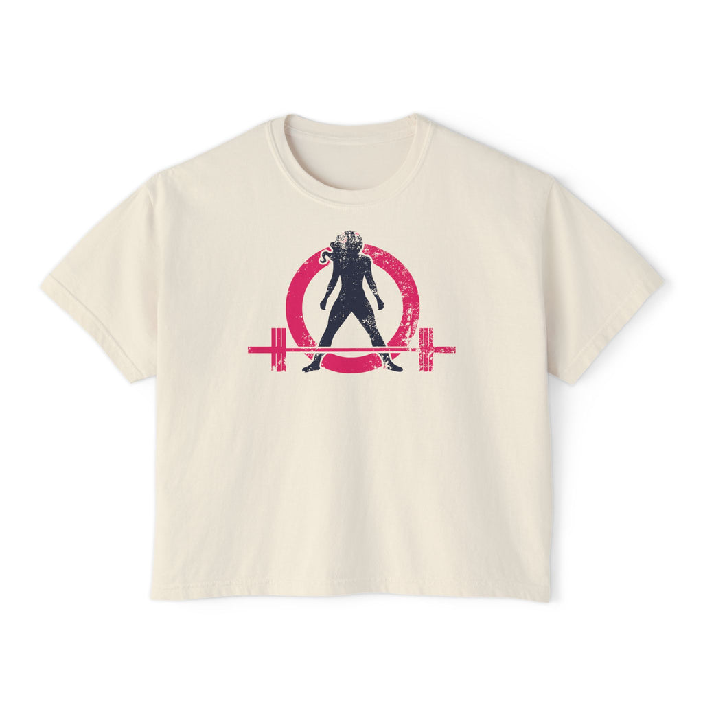 Women's Boxy Tee - Color Distressed Logo Front Plain Back