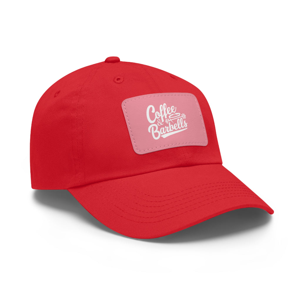 Coffee & Barbells - Dad Hat with Leather Patch (Rectangle) - White Font