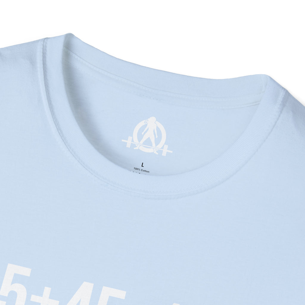 45 + 45 = 135  - Unisex Softstyle T-Shirt - Print on Front Plain Back