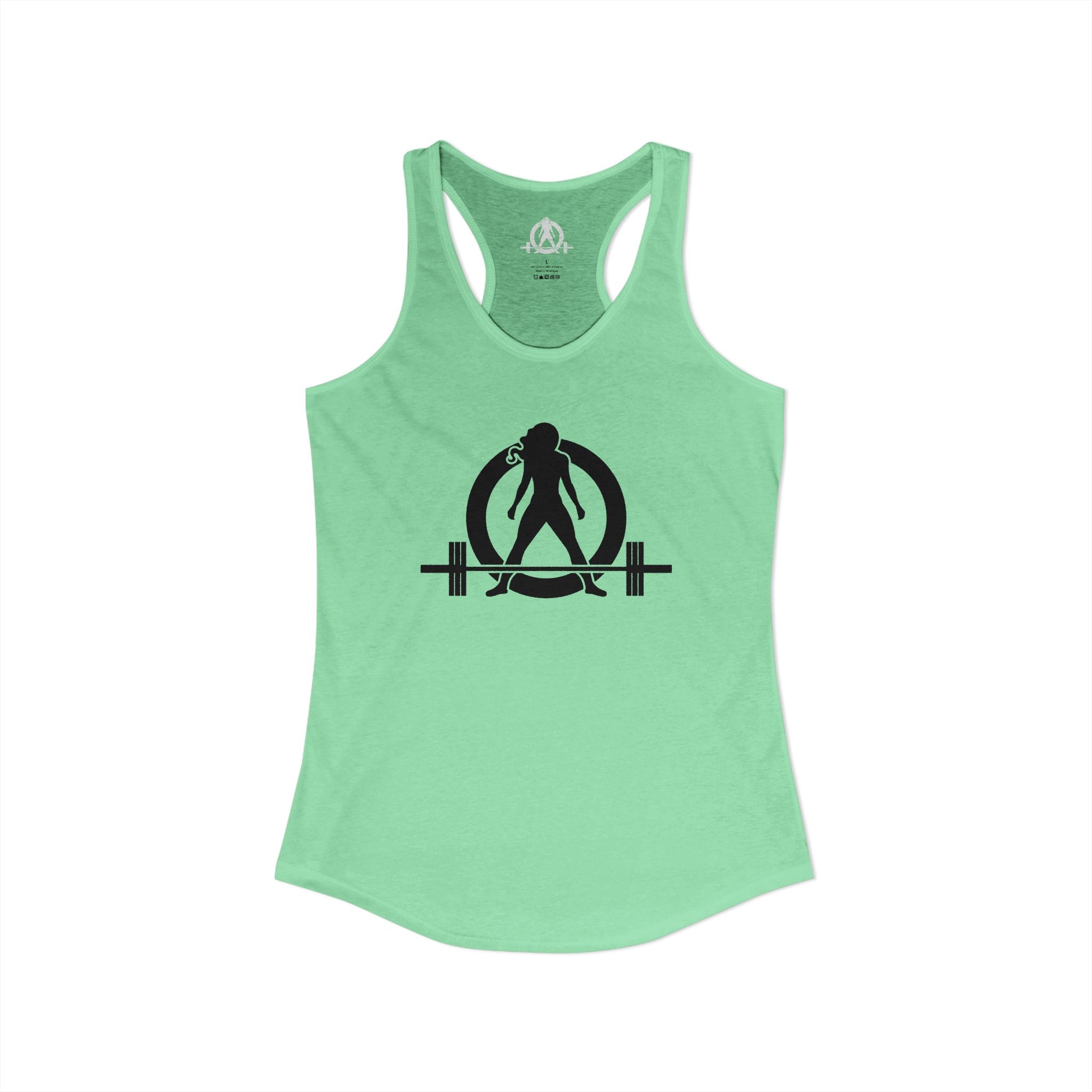 Lift Heavy - Run Fast - Racer Back Tank Top - Women's Ideal Racerback Tank (Black Front & Back Logo)