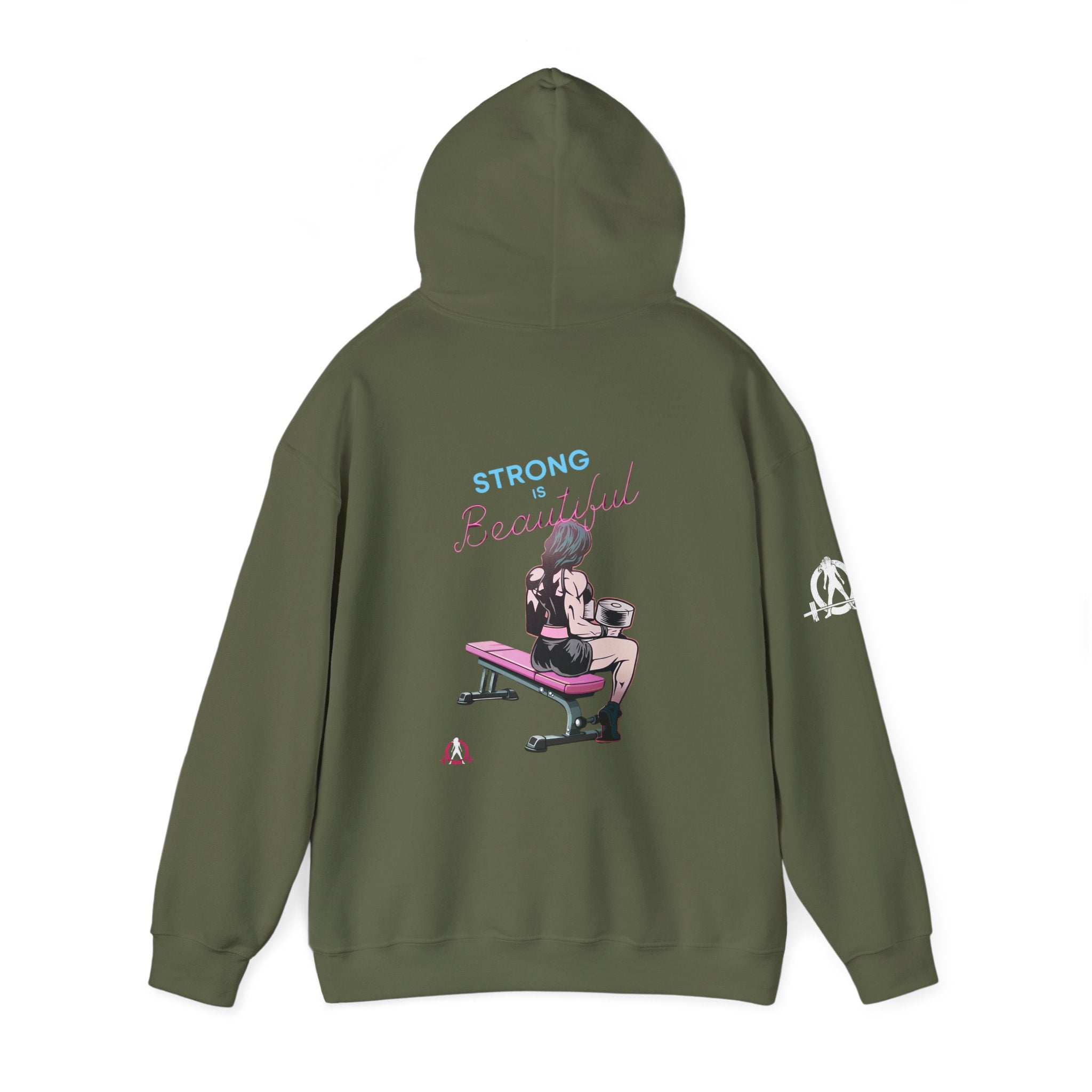 Strong Her Cartoon - Unisex Heavy Blend Hooded Sweatshirt - Logo on Back & Right Sleeve