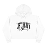 Lift Heavy Shit - Crop Hoodie - White with Black Logo