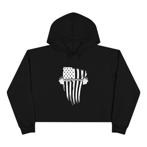 USA Barbell - Crop Hoodie - White Logo