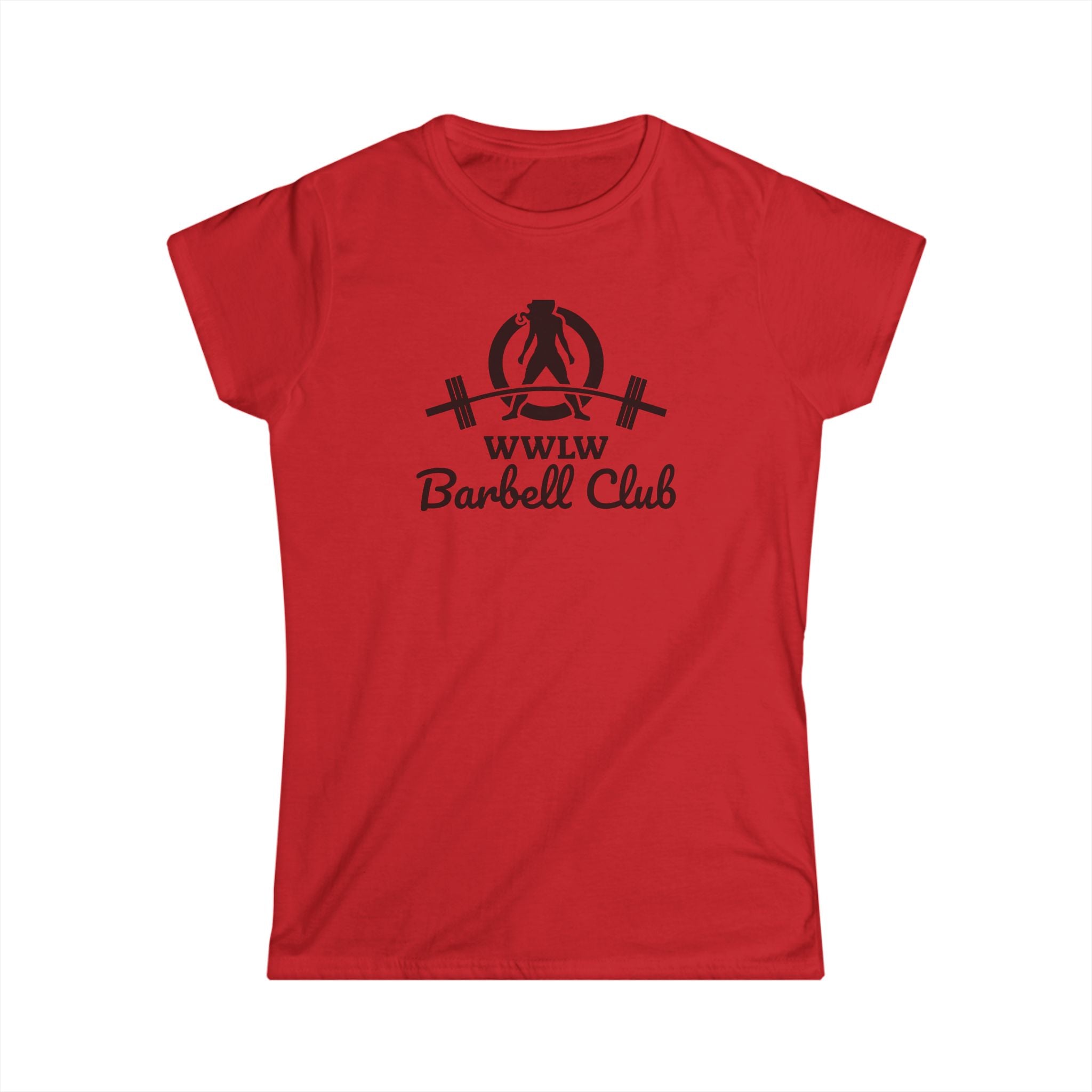 WWLW Barbell Club - Women's Softstyle Tee - Black Logo - Plain Back