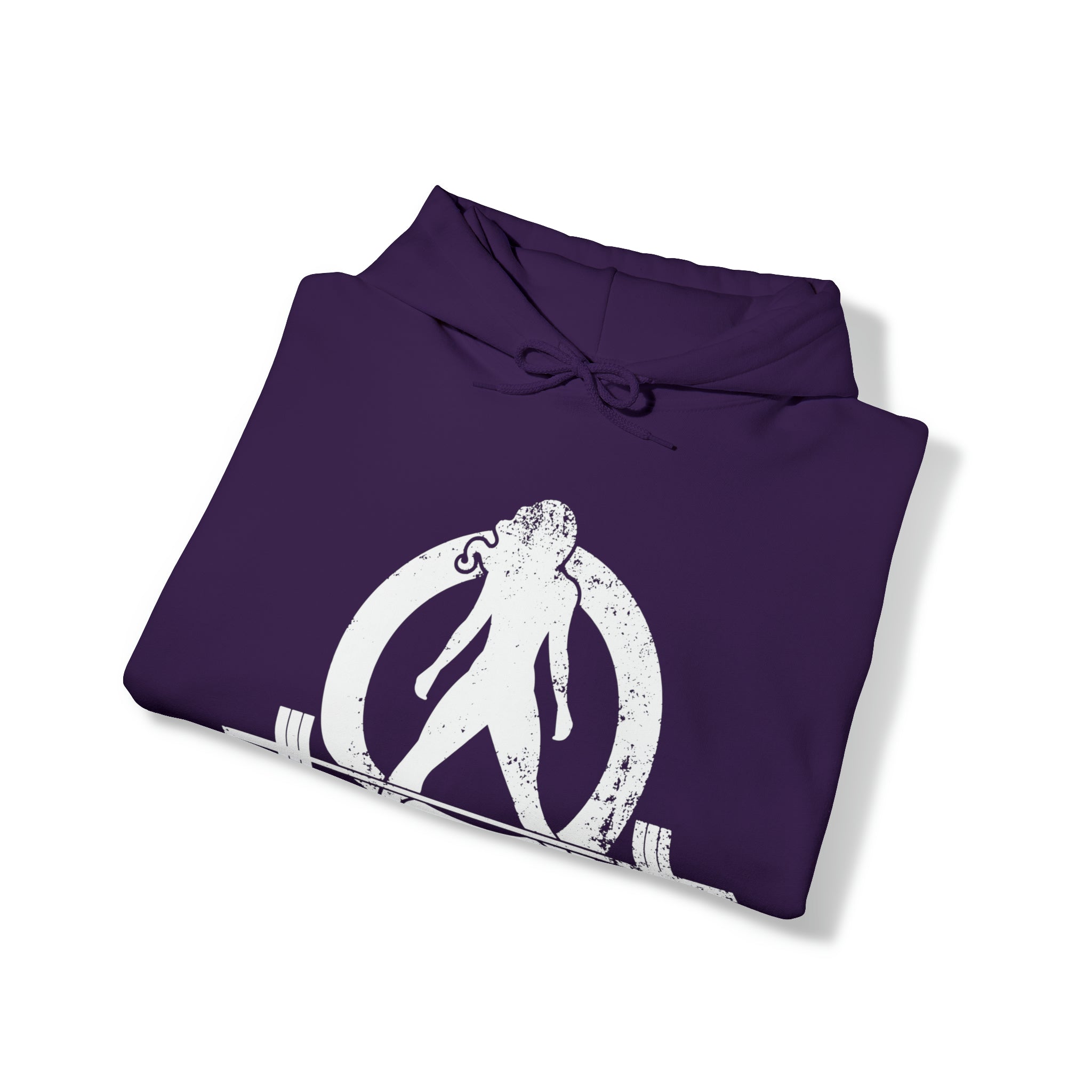 Strong Not Skinny - White Distressed Logo - Unisex Heavy Blend Hooded Sweatshirt