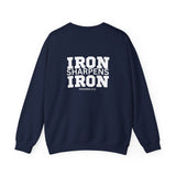 Iron Sharpens Iron - Unisex Heavy Blend™ Crewneck Sweatshirt - Front White Logo - Print on Front & Back