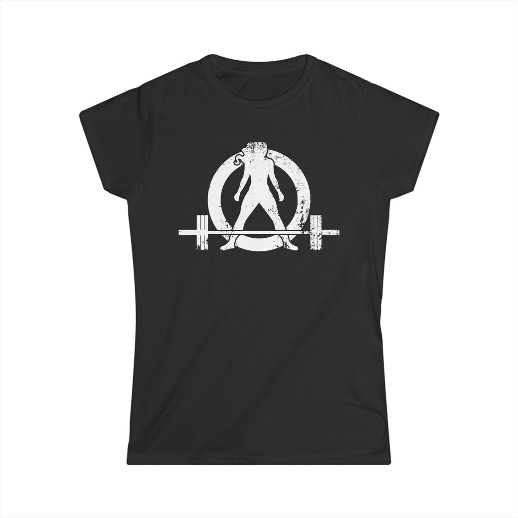ALL I NEED IS Coffee & A Barbell - Women's Softstyle Tee - Front & Back White Logo